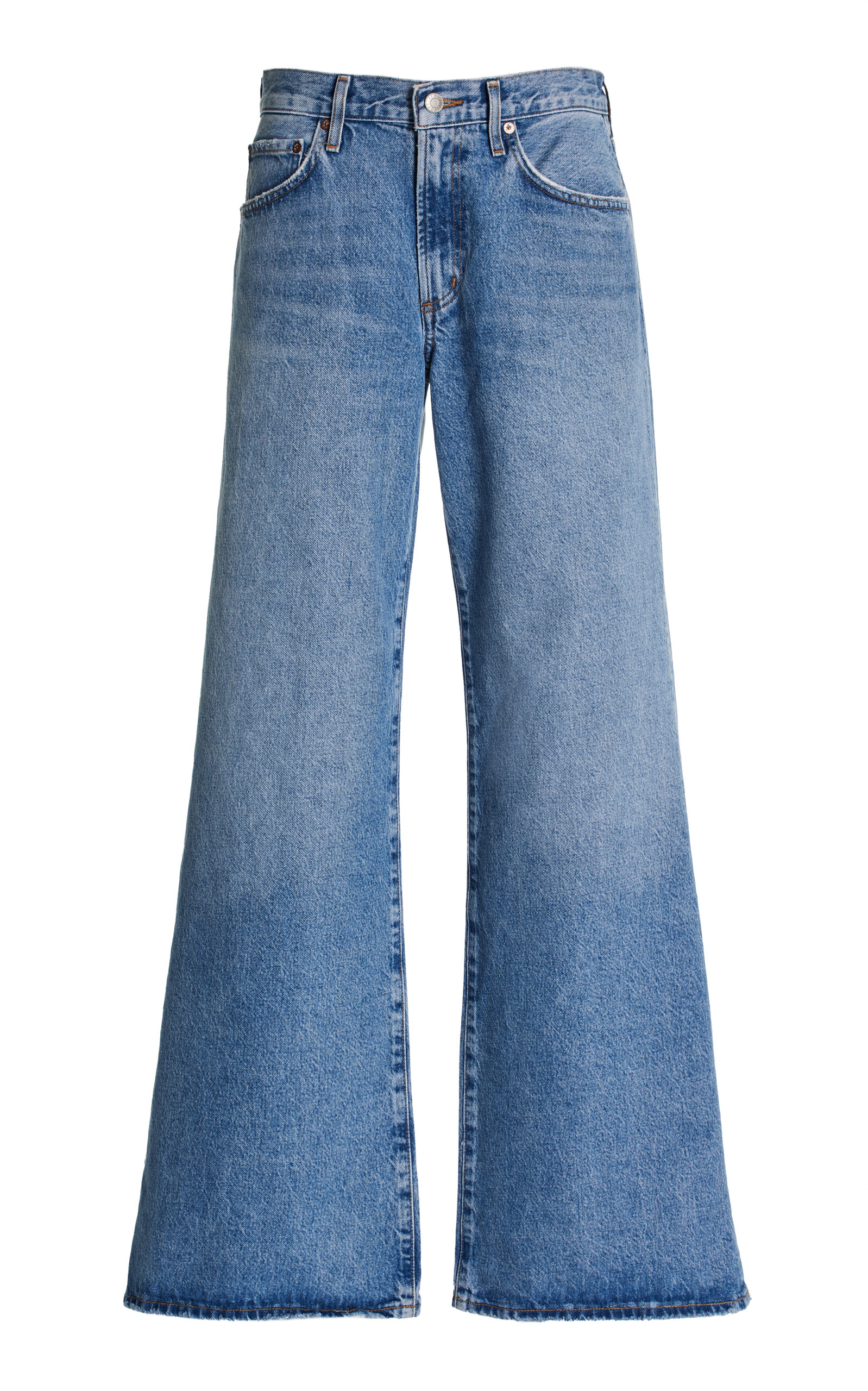 Agolde Clara Stretch Low-rise Wide-leg Jeans In Blue