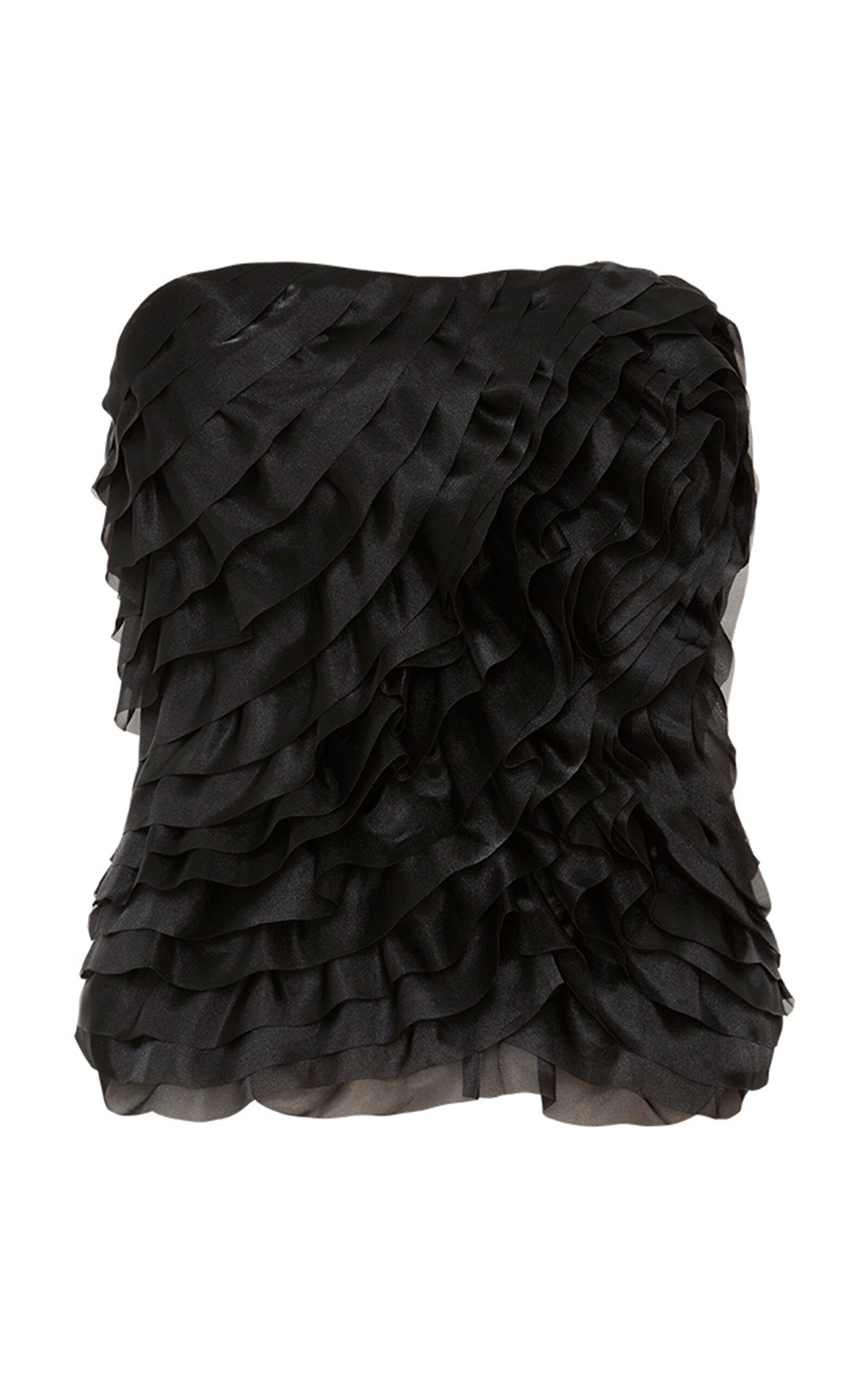 Aje Charmed Strapless Ruffled Bustier Top In Black