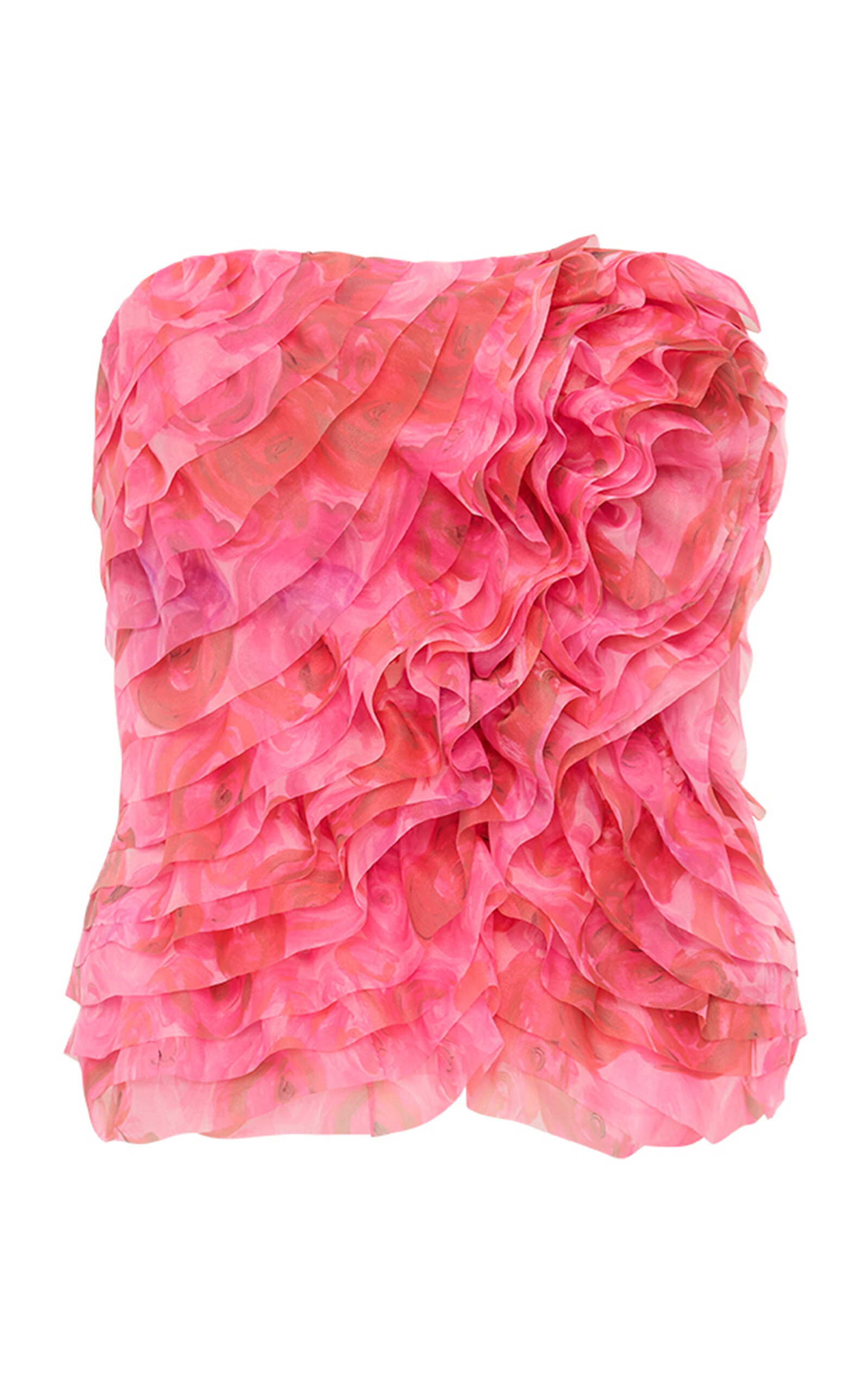 Shop Aje Charmed Strapless Ruffled Bustier Top In Pink