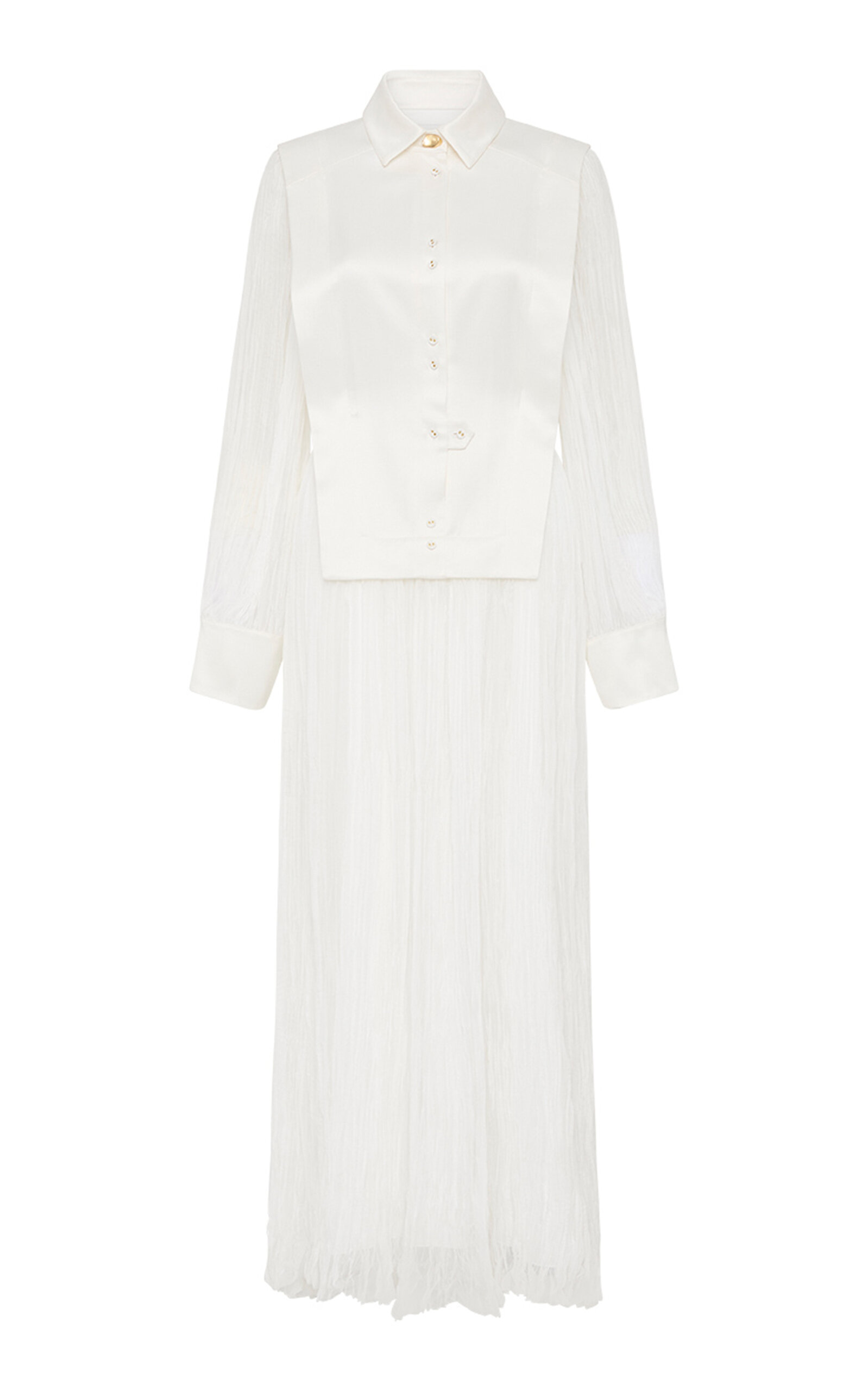 Aje Aerial Bib-front Crinkled Maxi Dress In White