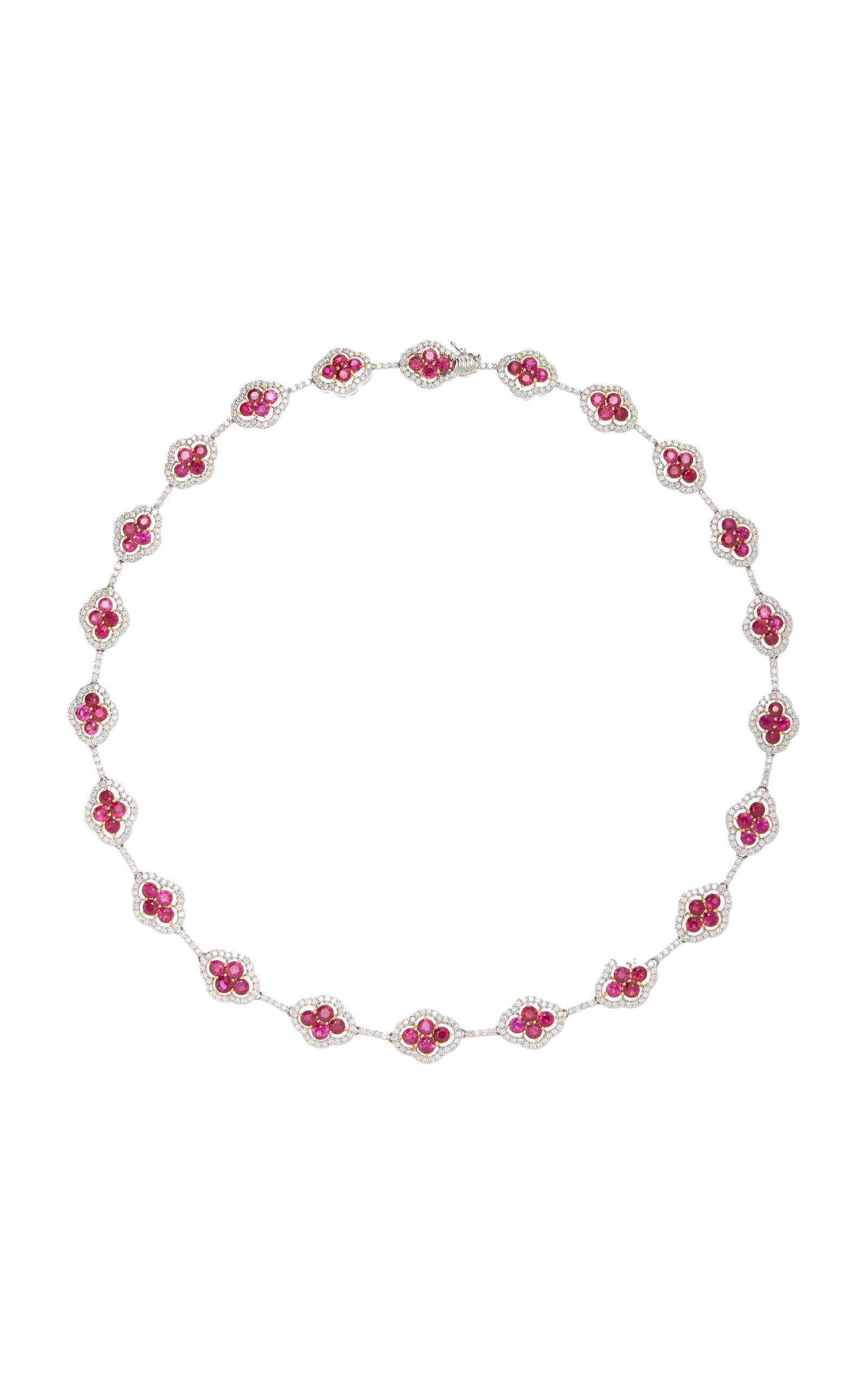 18k White & Yellow Gold Ruby; Diamond Necklace
