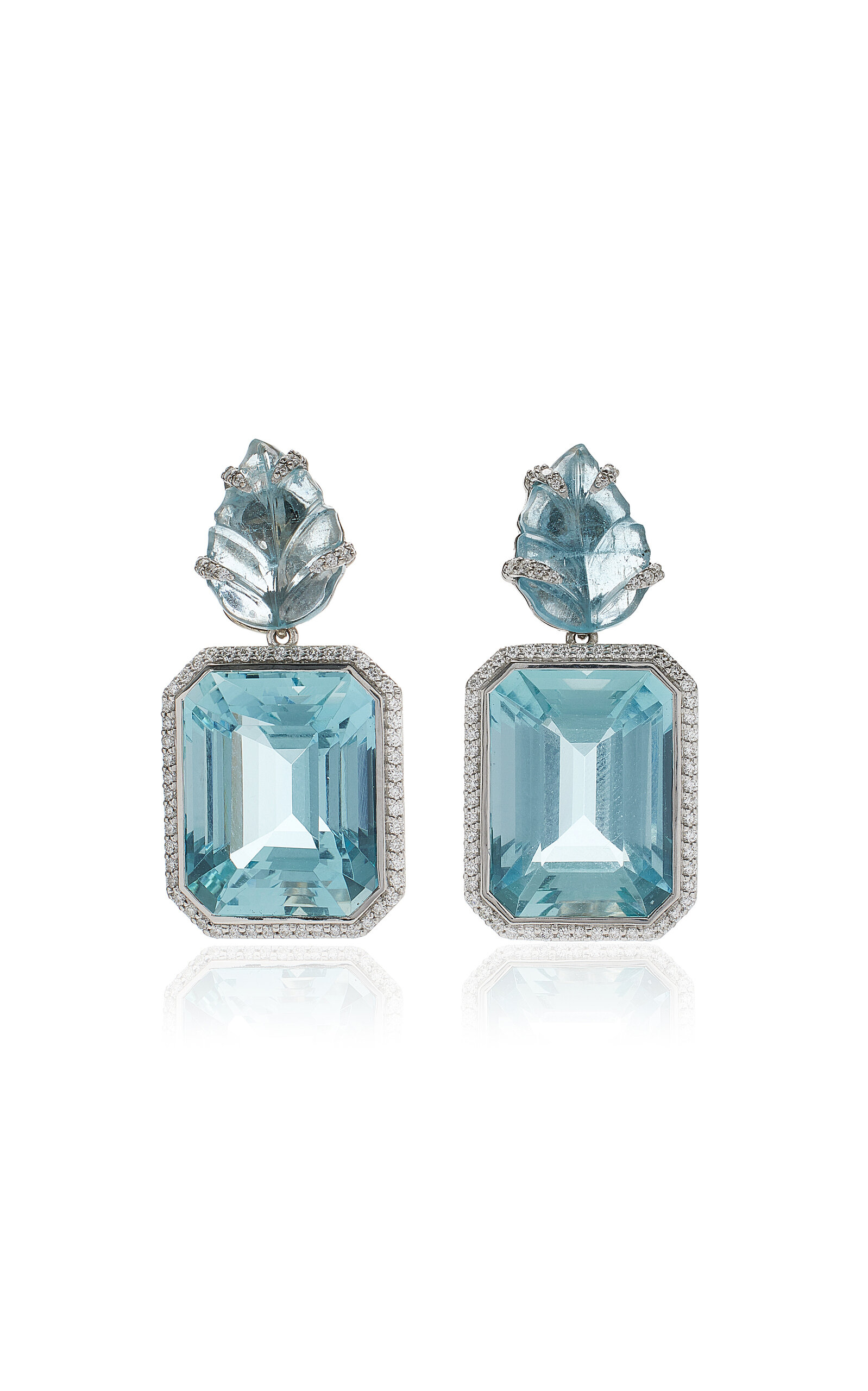 18K White Gold Aquamarine & Diamond Earrings