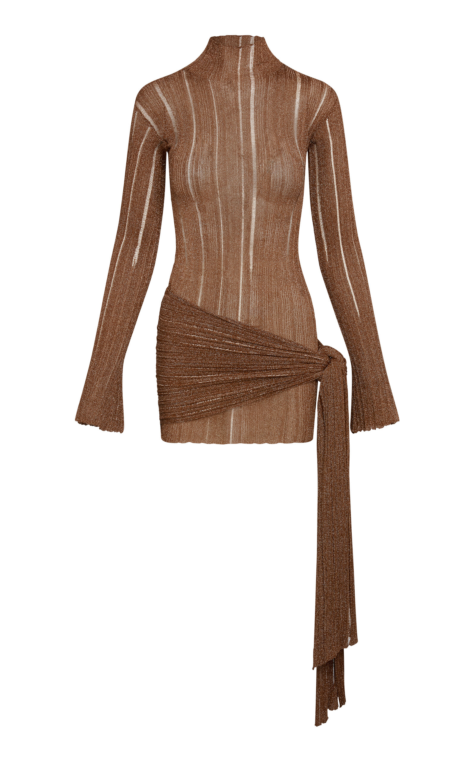Aya Muse Naku Metallic Knit Mini Dress - Brown
