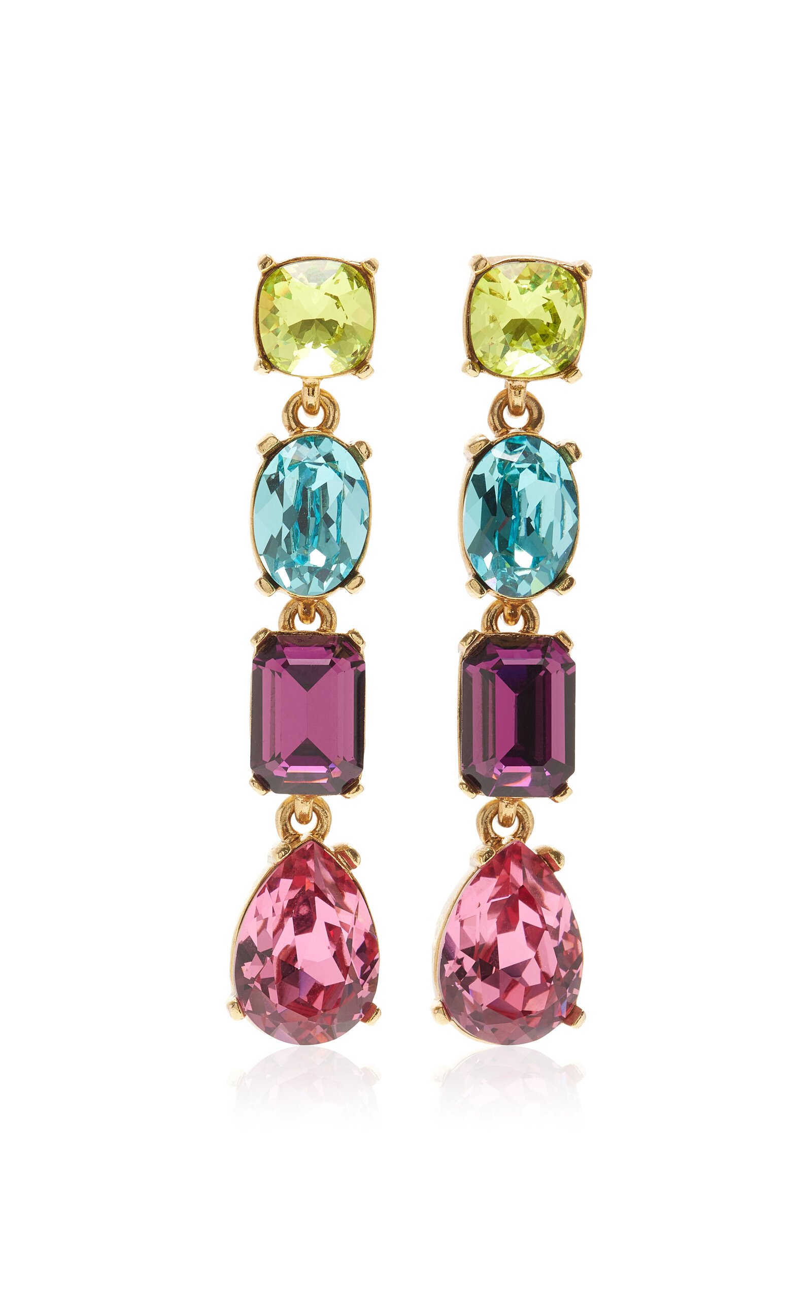Shop Oscar De La Renta Large Gallery Multi-crystal Earrings