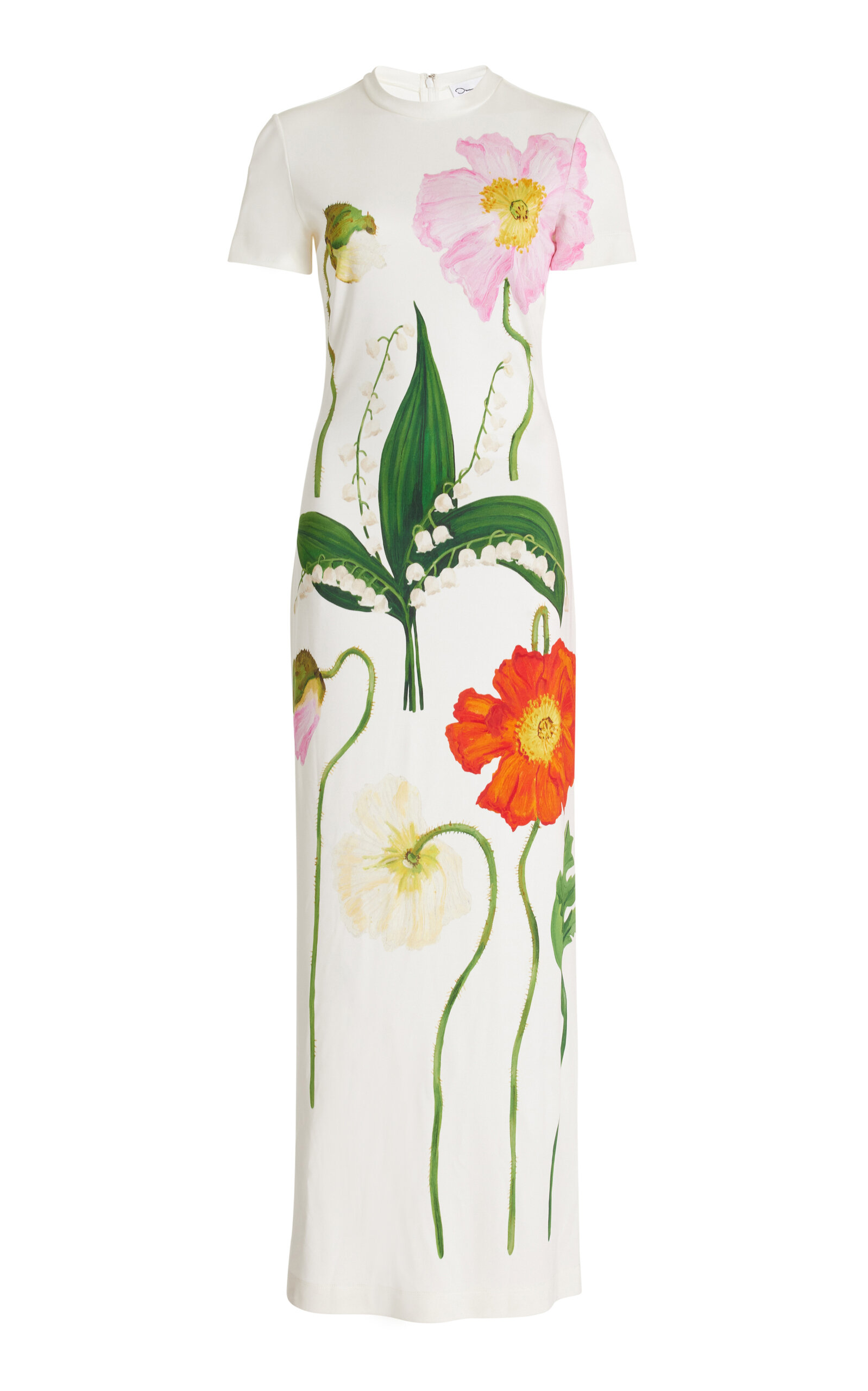 Oscar De La Renta Floral-printed Jersey Maxi Dress In White Multi