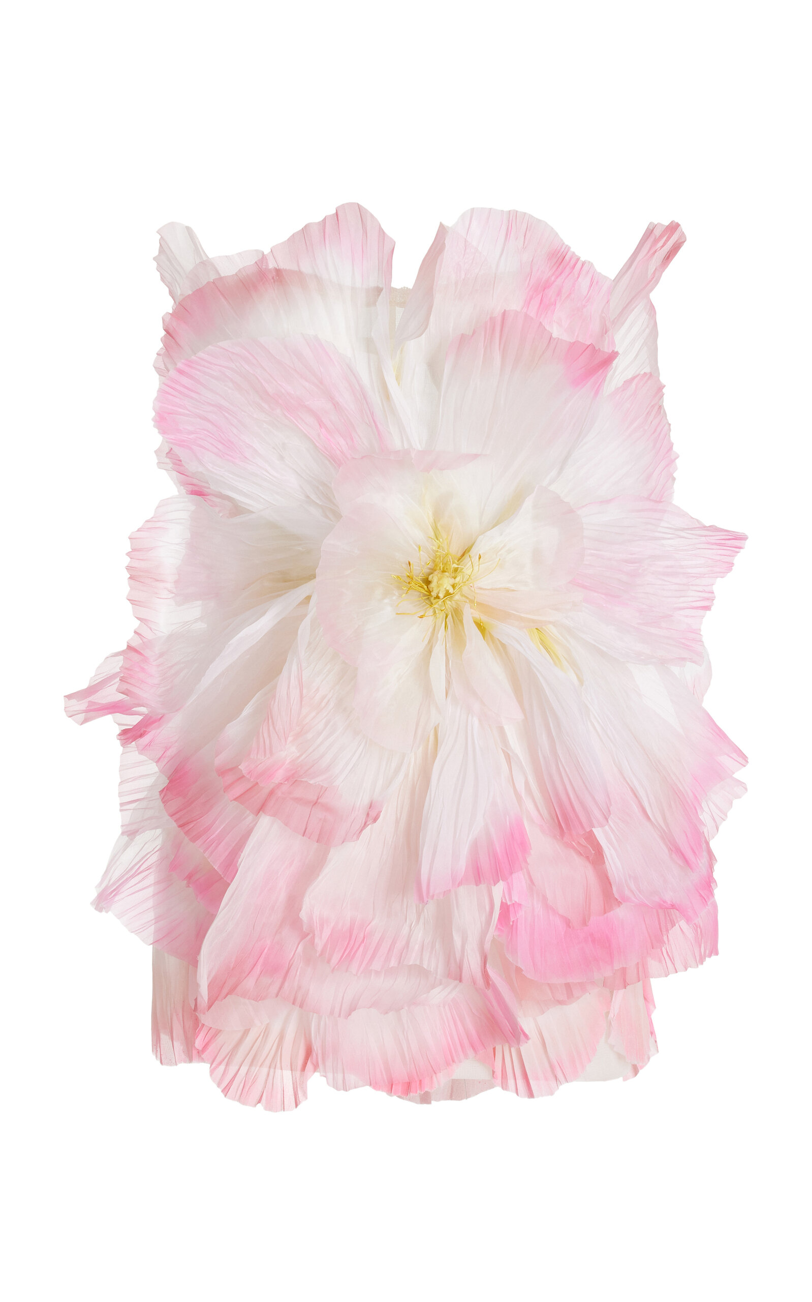 Shop Oscar De La Renta Strapless Pleated Organza Petal Mini Dress In Pink