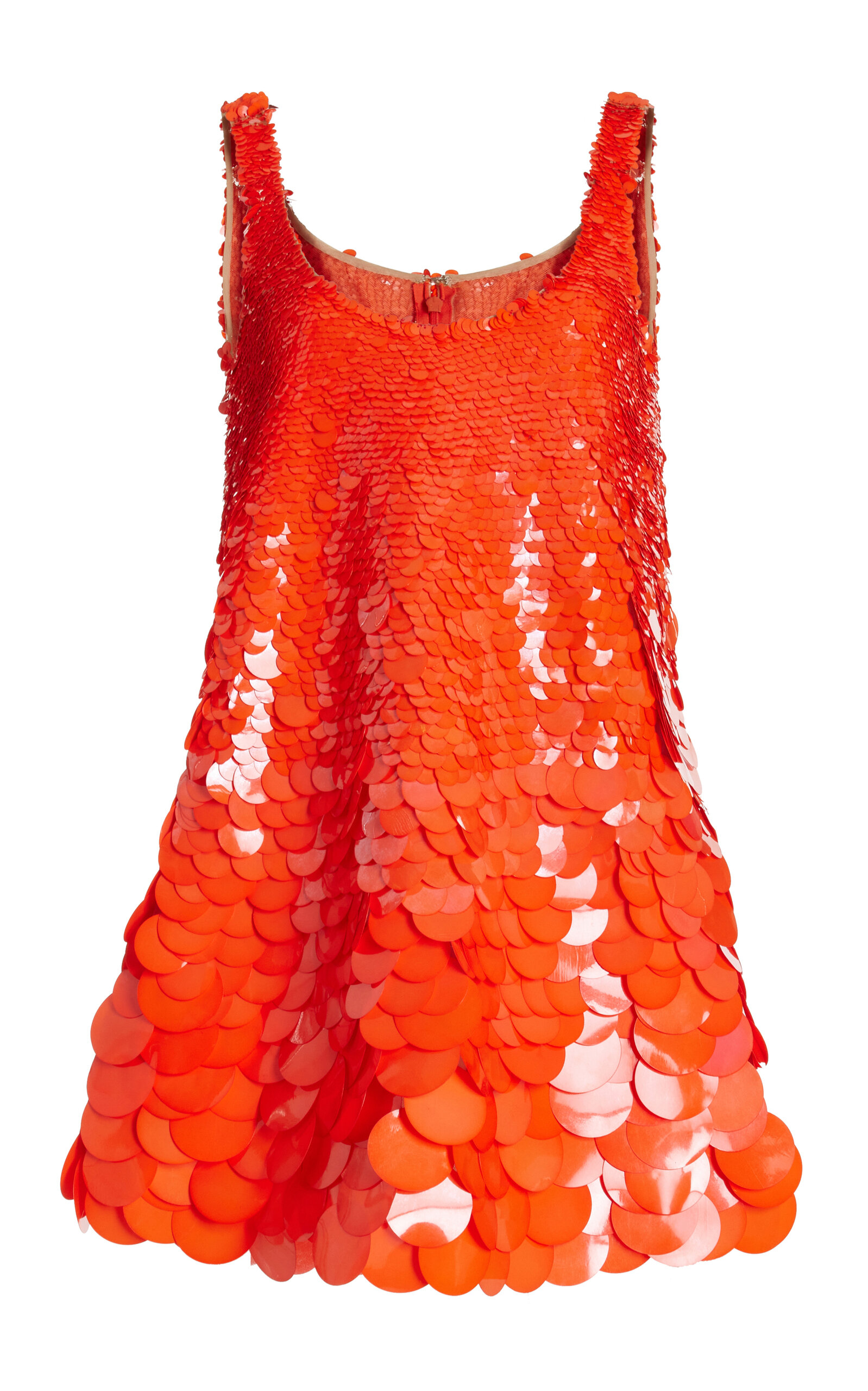 Oscar De La Renta Paillette-sequined Mini Dress In Orange
