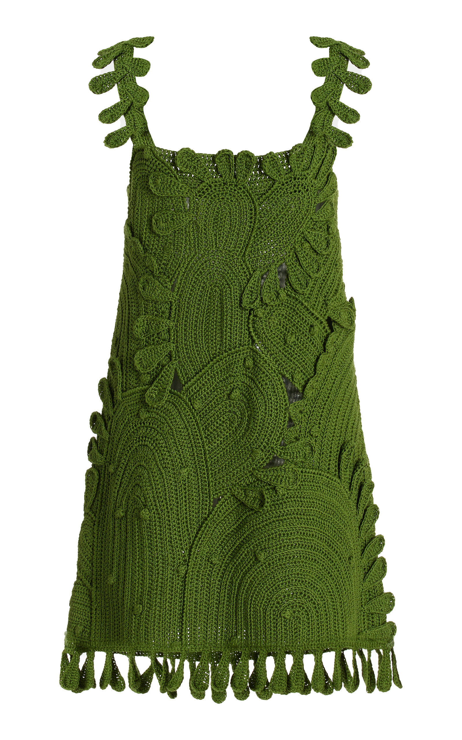 olive green lace dress Oscar de La Renta Leaf Embroidered Faille Gown main image 1