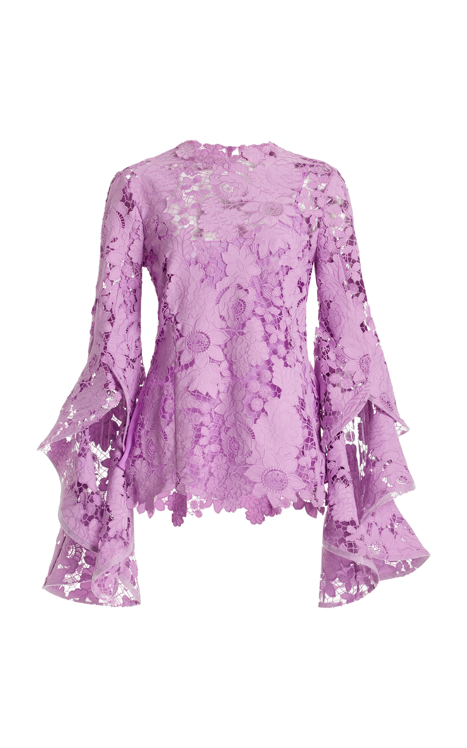 Oscar De La Renta Guipure Lace Blouse In Purple