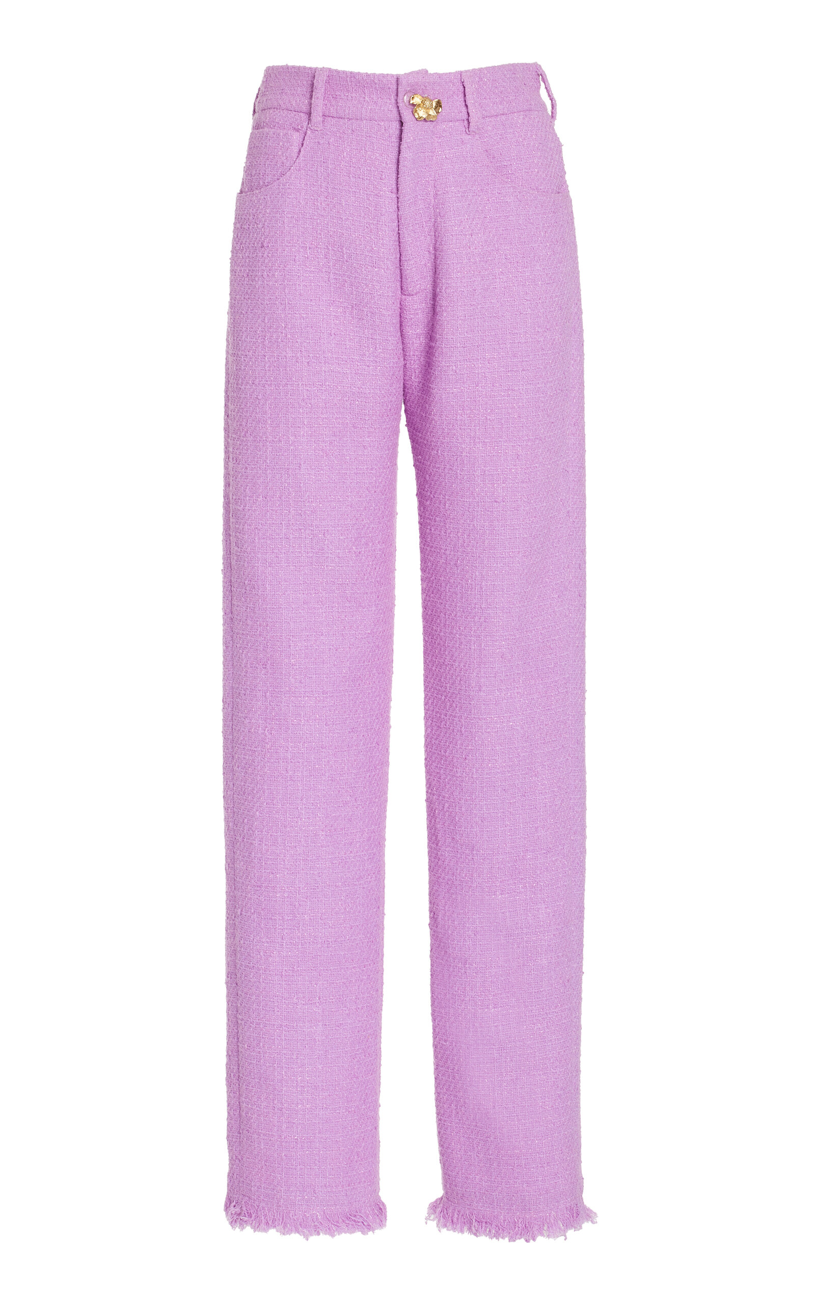 Oscar De La Renta Tailored Cotton Tweed Straight-leg Pants In Purple