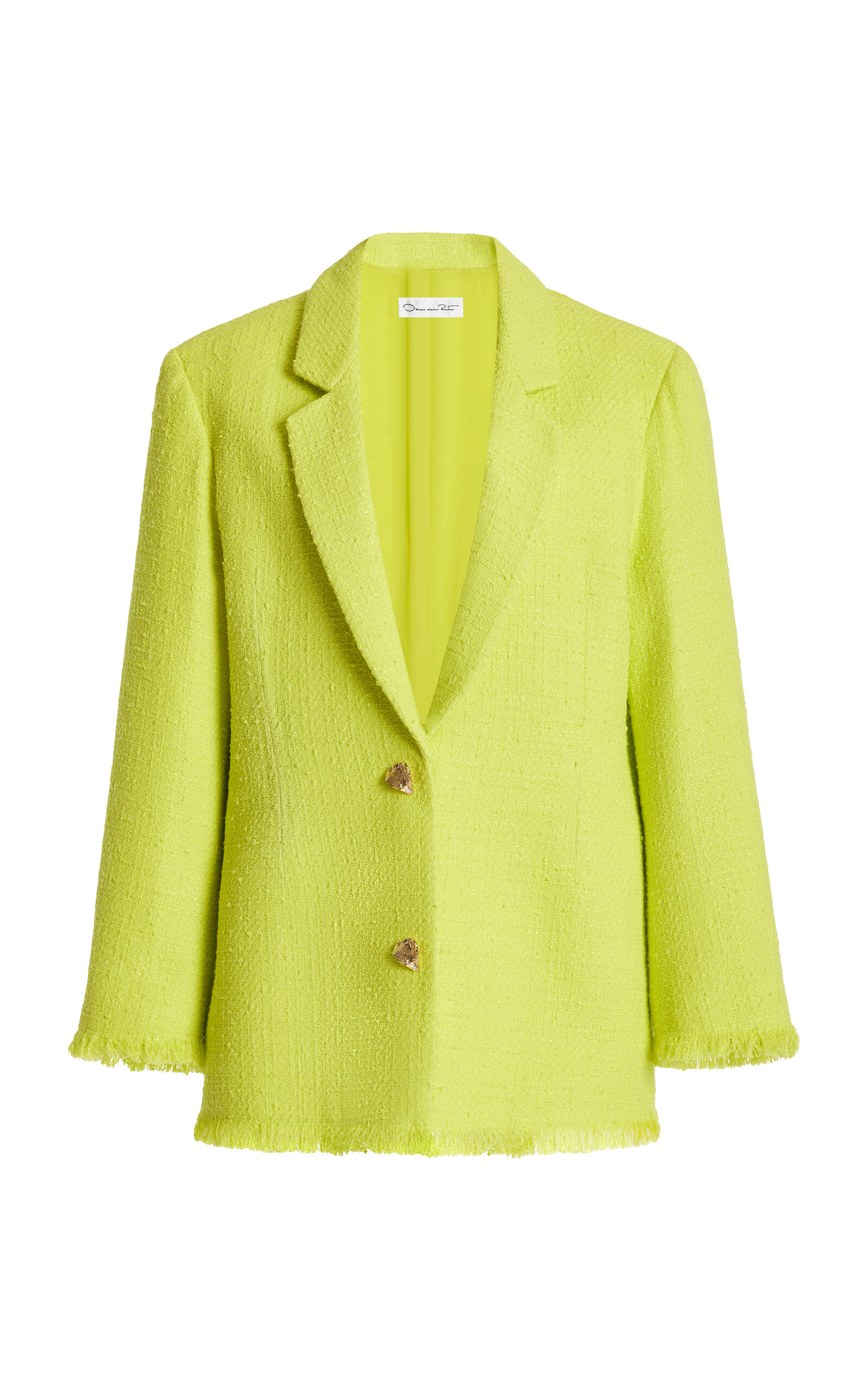 Oscar De La Renta Tailored Cotton Tweed Blazer In Yellow