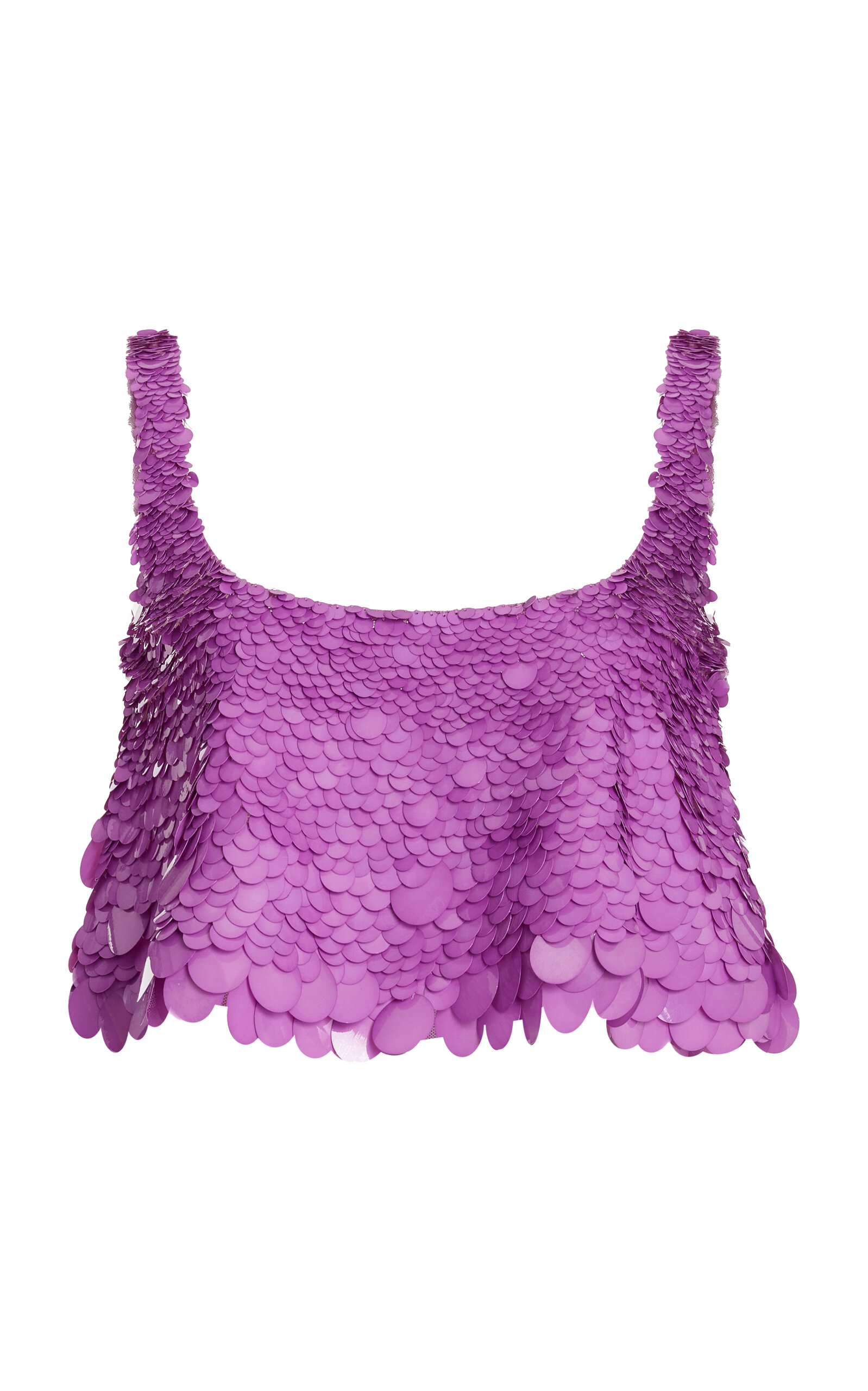 Oscar De La Renta Paillette-sequined Cropped Tank Top In Purple