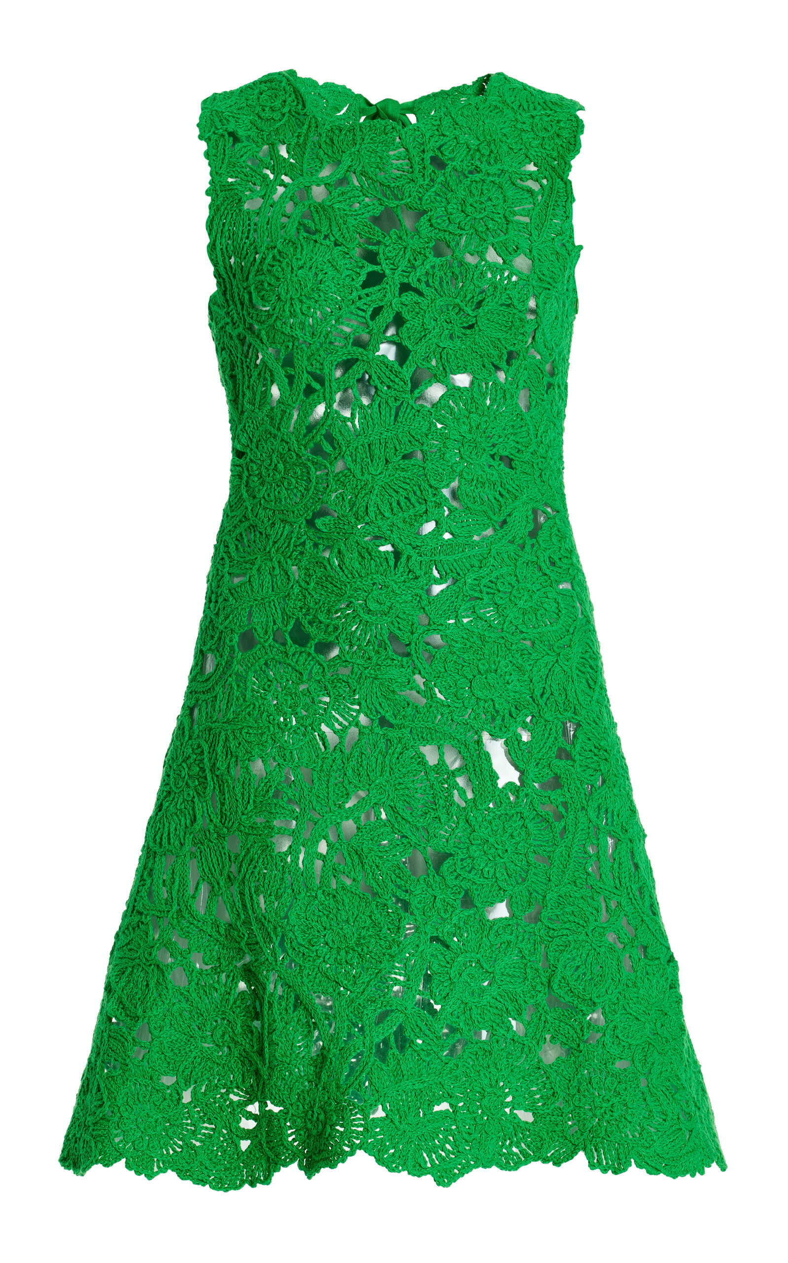 Oscar De La Renta Crocheted Cotton Mini Dress In Green
