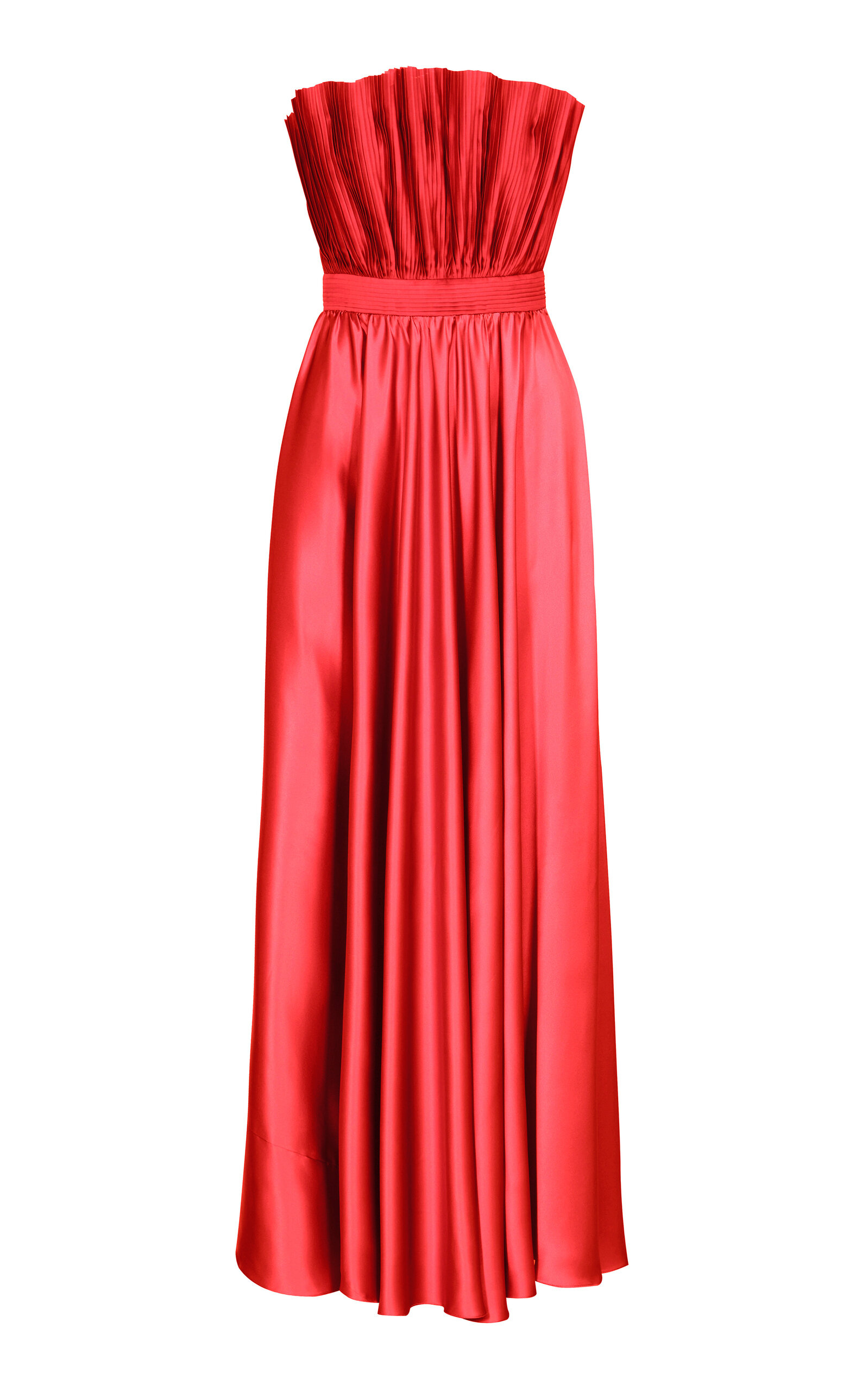 Andres Otalora Cocora Pleated Silk Gown In Coral