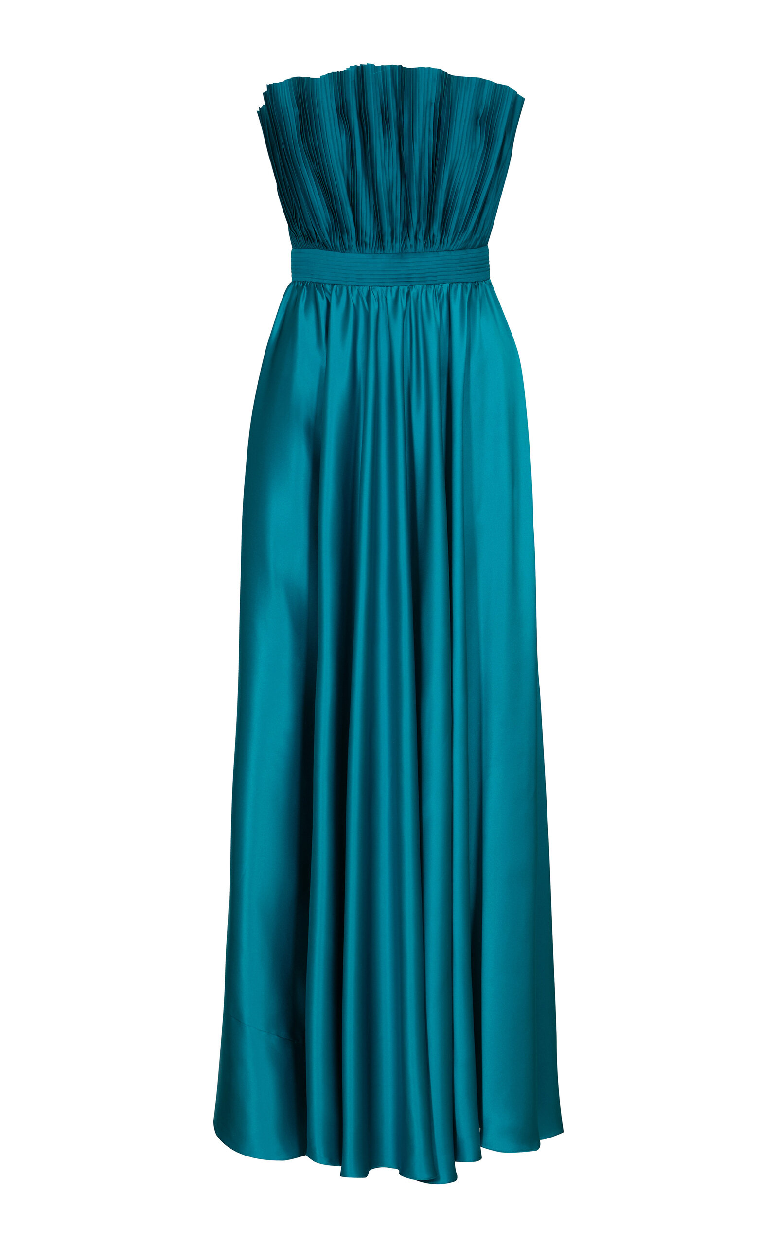 Andres Otalora Cocora Pleated Silk Gown In Blue