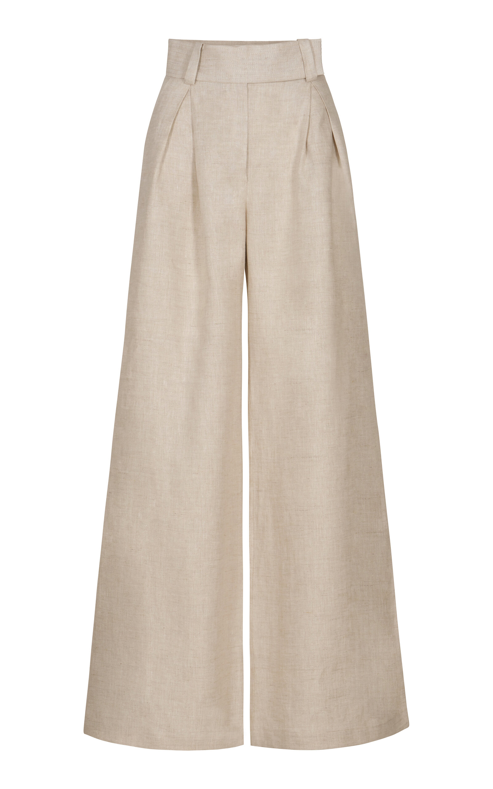 Andres Otalora Nuqui Pleated Linen Wide-leg Trousers In Off-white