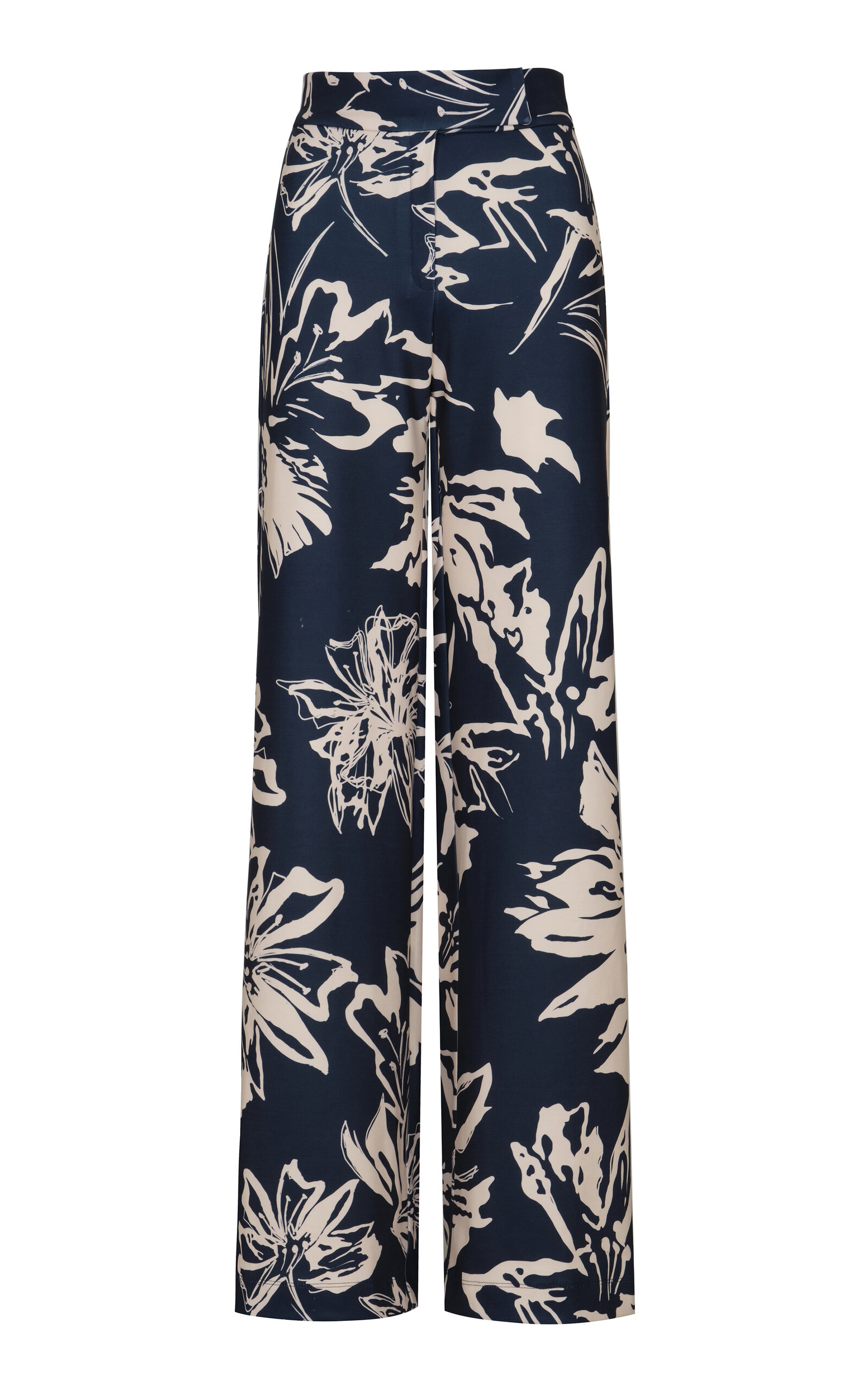 Andres Otalora La Macarena High-rise Wide-leg Trousers In Navy