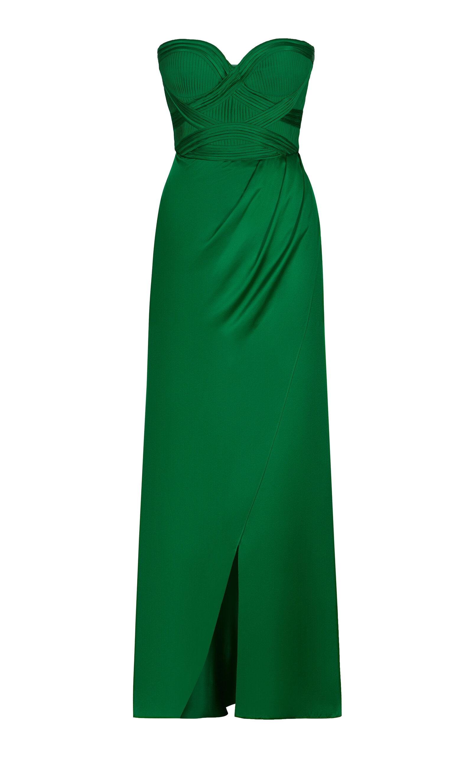 Andres Otalora Color De Mi Tierra Silk Bustier Maxi Dress In Dark Green |  ModeSens