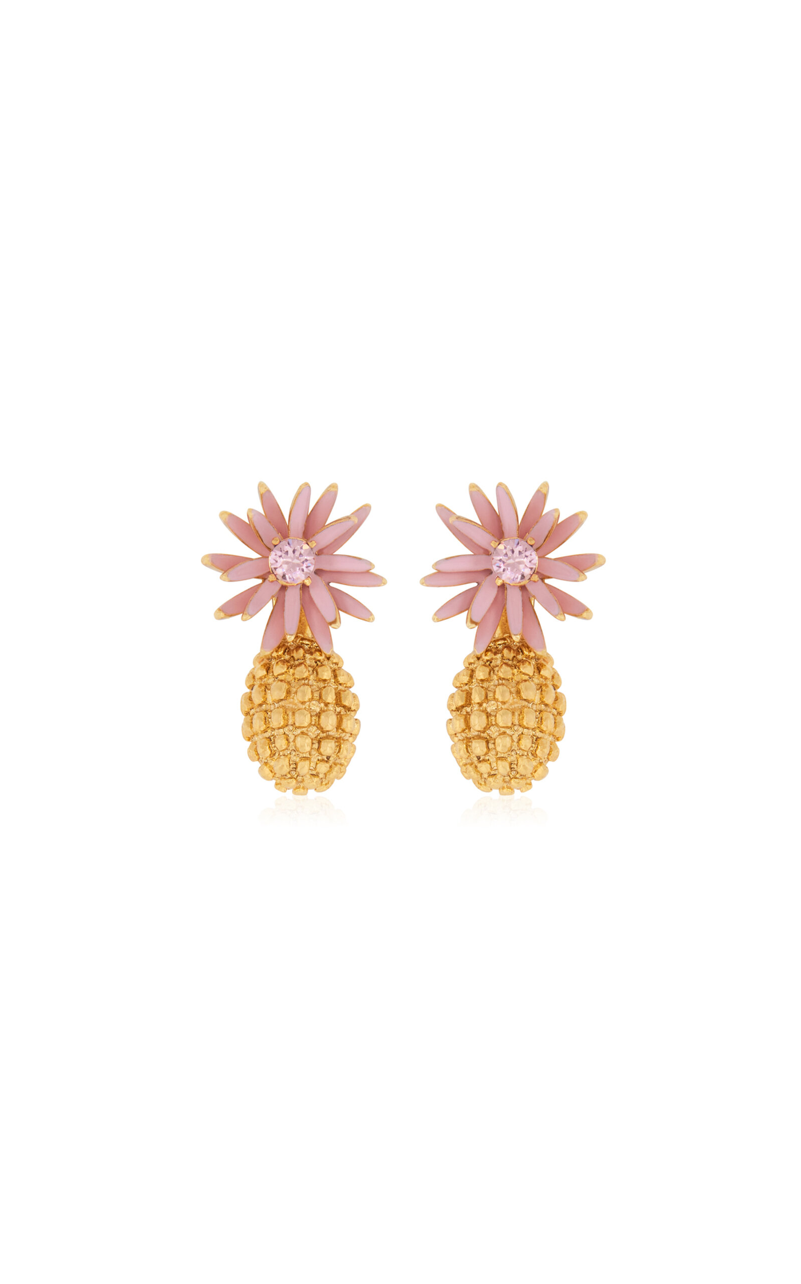 Oscar De La Renta Flower & Cactus Drop Earrings In Pink
