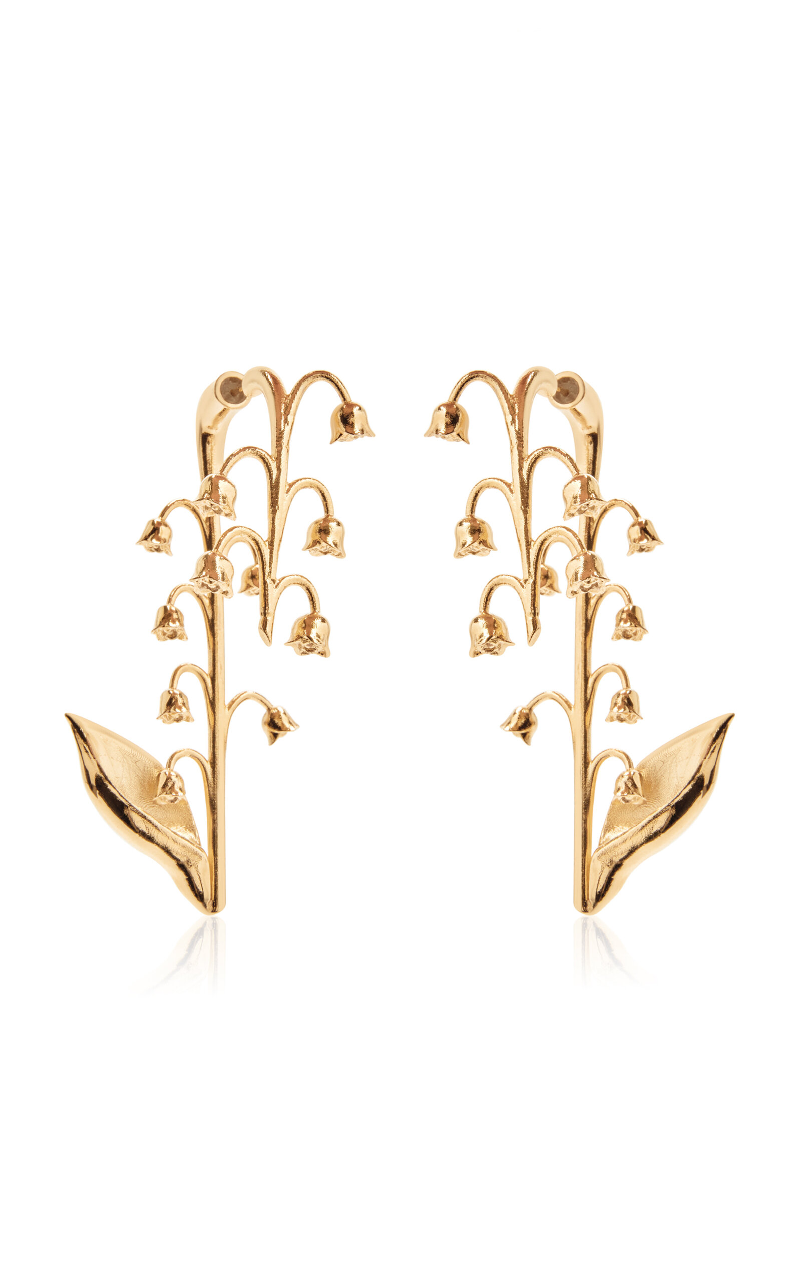 Oscar De La Renta Lily Of The Valley Stem Earrings In Gold