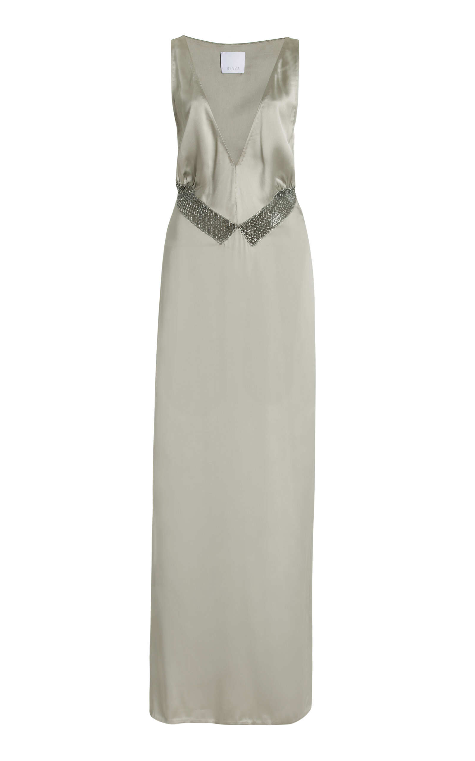 grey vest dress Bevza Cutout Satin Maxi In hi low dress