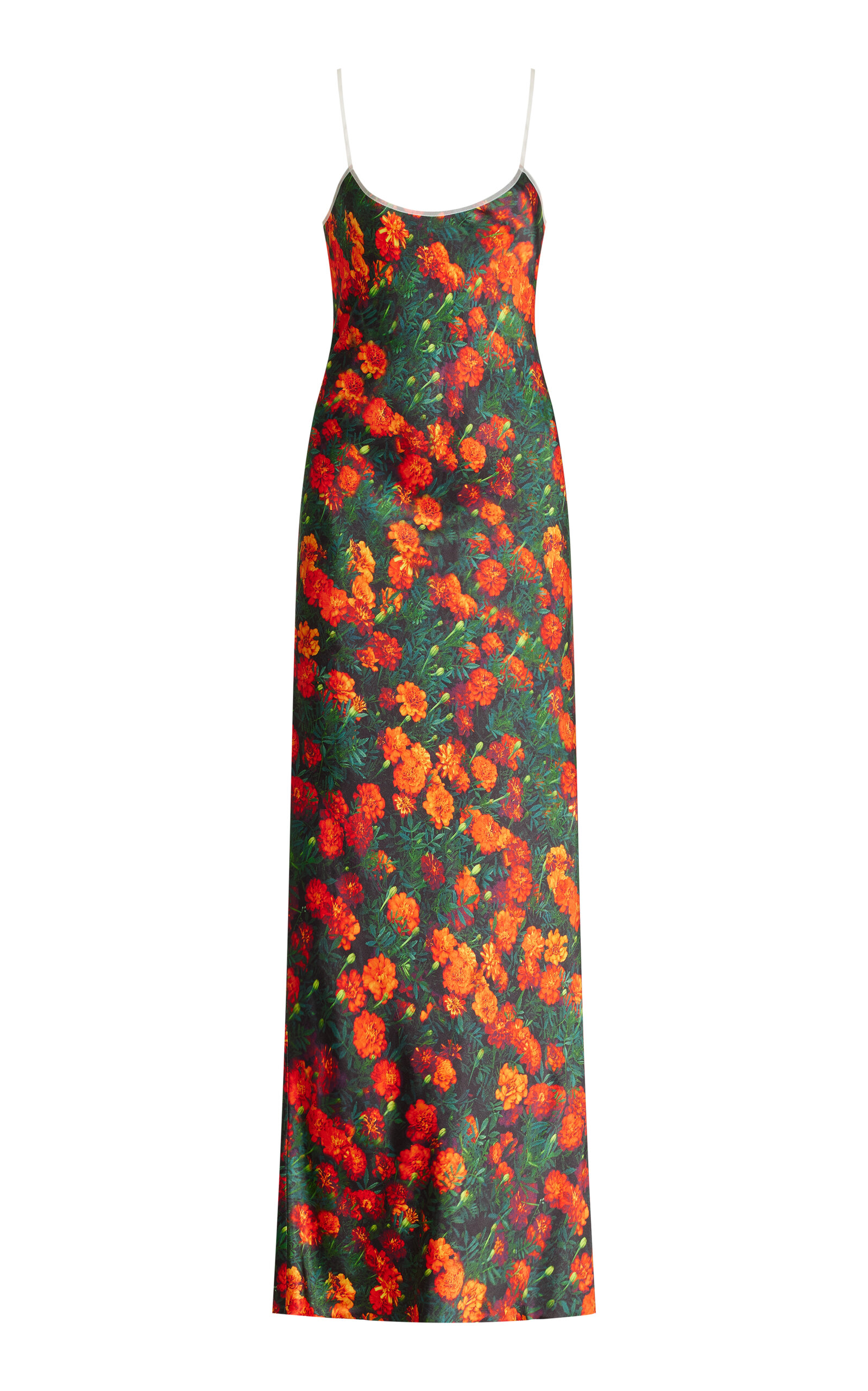 Marigold Printed Satin Maxi Slip Dress