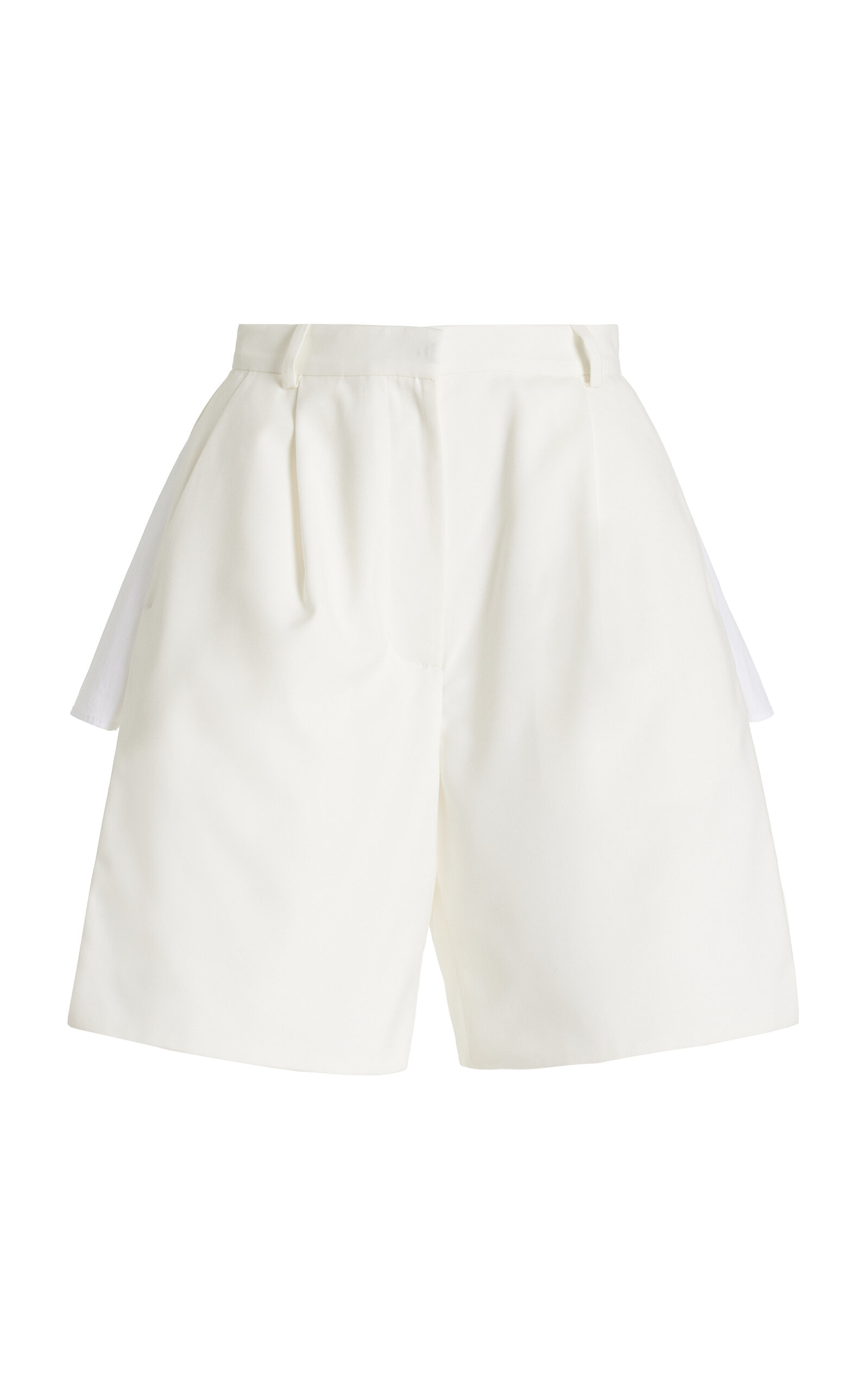 Shop Bevza High-rise Pleated Shorts In Ivory