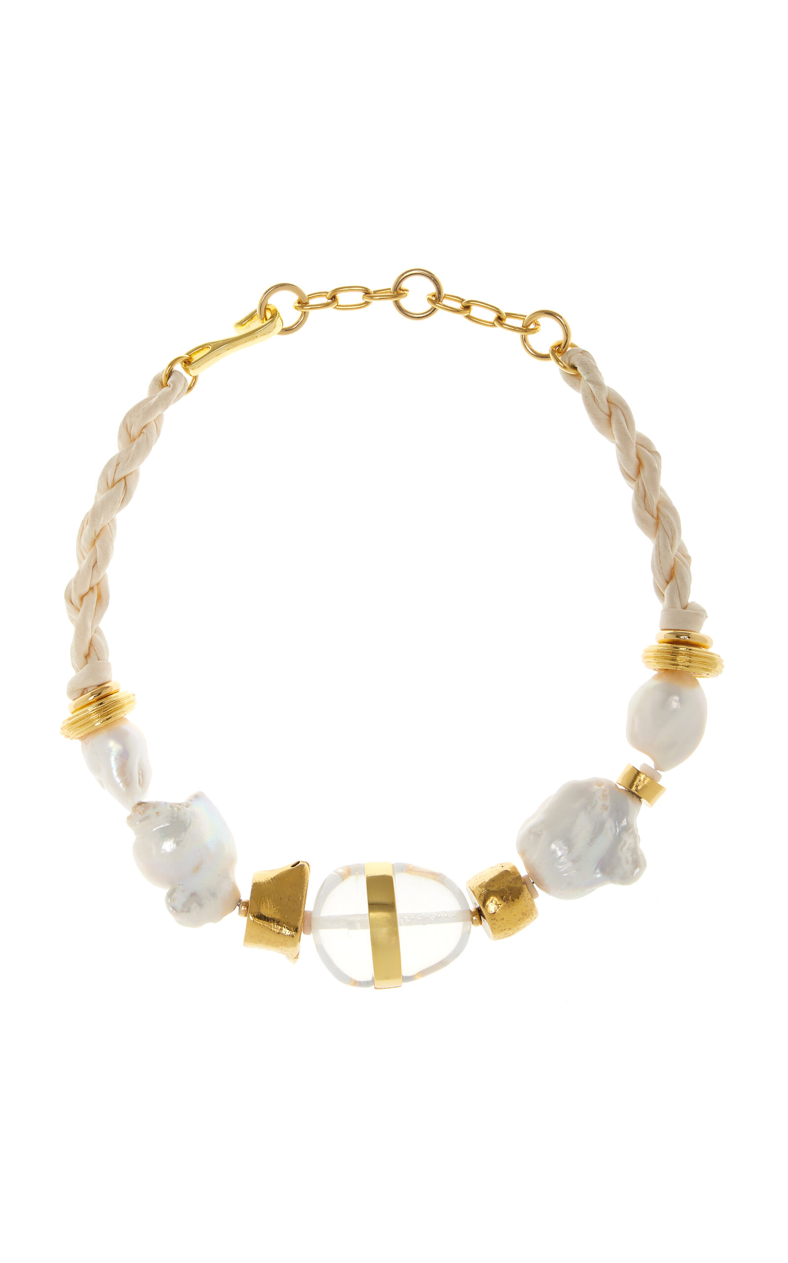 Glass Beach Gold-Plated Pearl; Opal; Silk Necklace