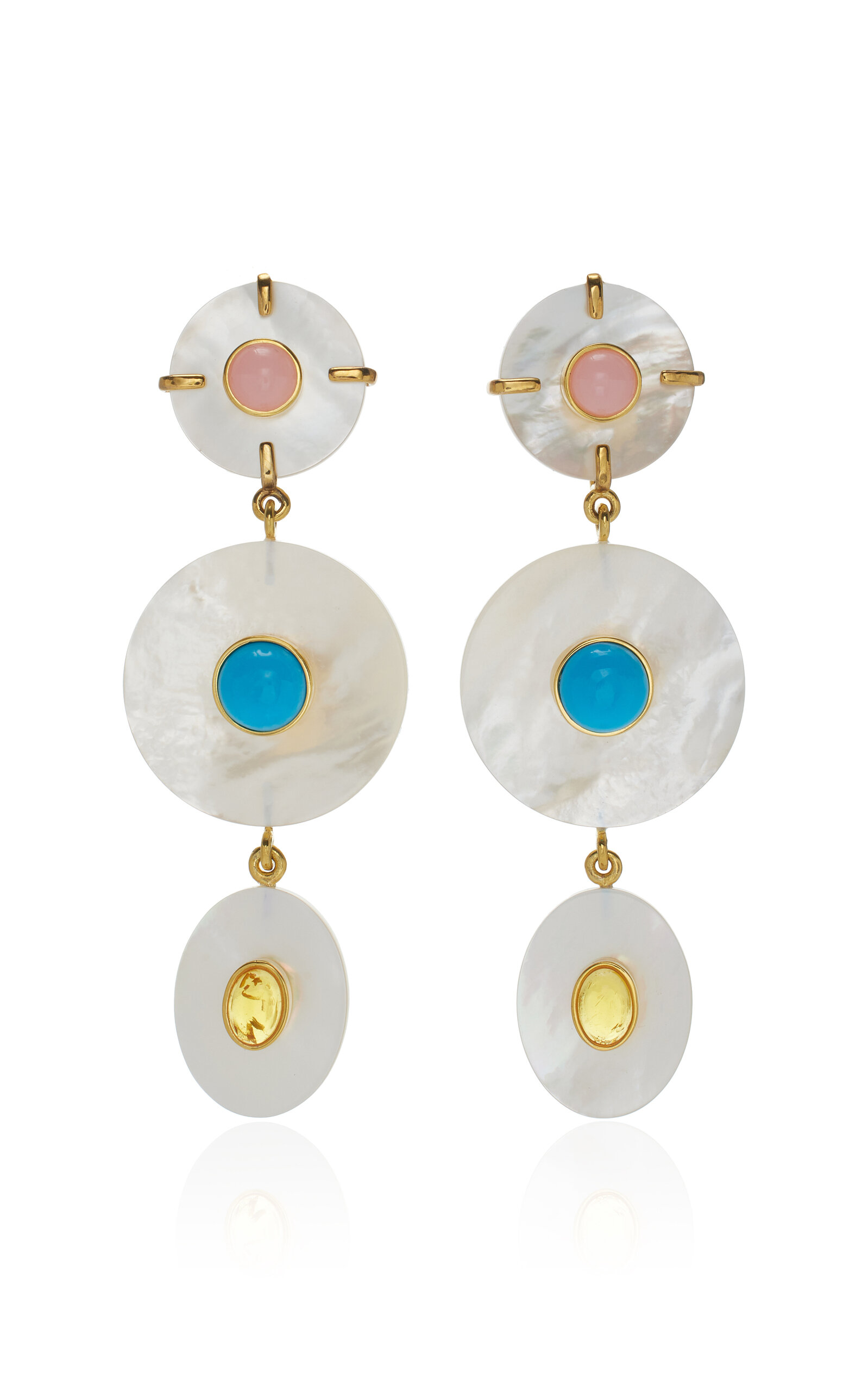 Shop Lizzie Fortunato Tropic Mother-of-pearl Multi-stone Earrings In Neutral