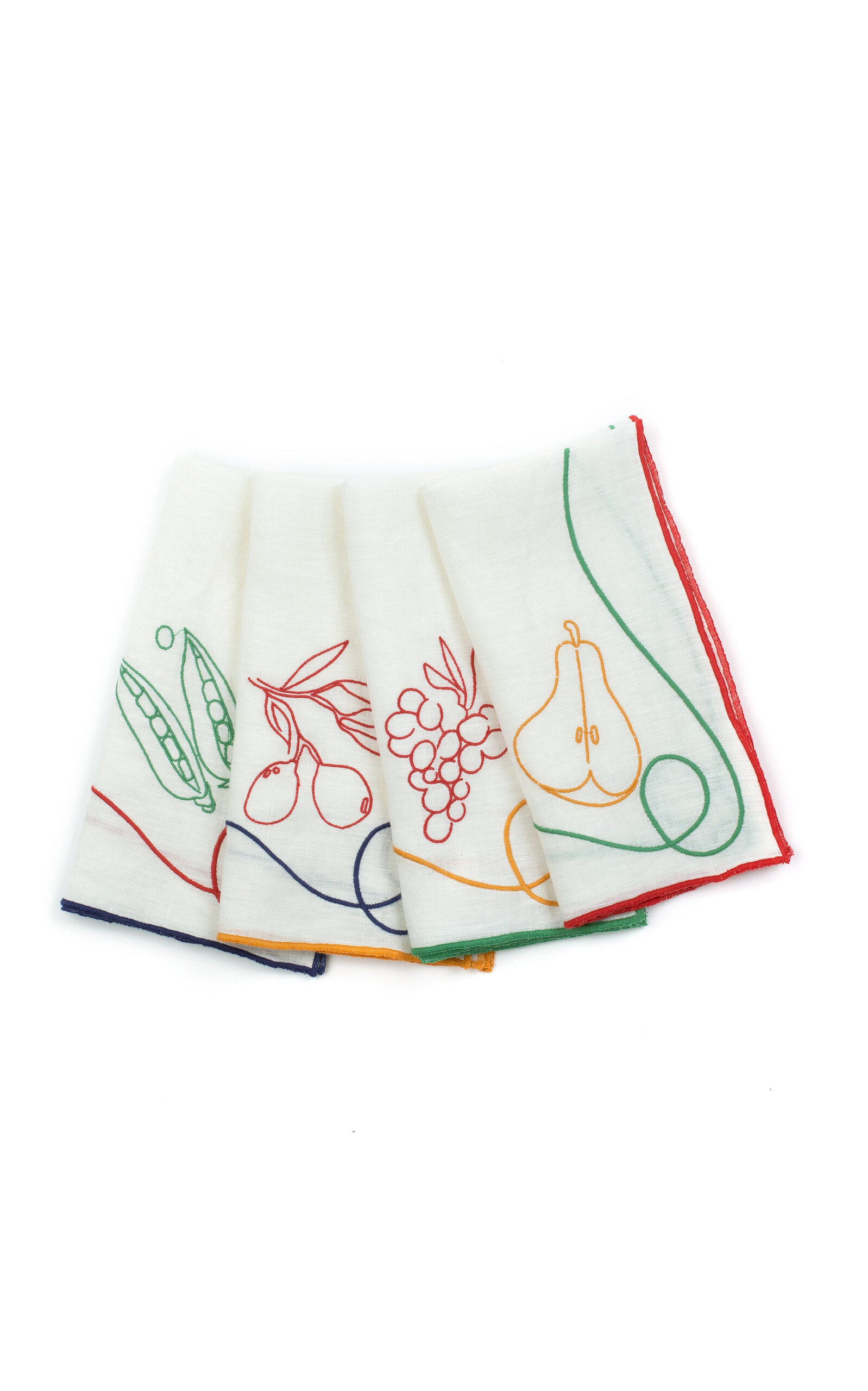 Misette Set-of-Four Fête Embroidered Linen Napkins - Multi