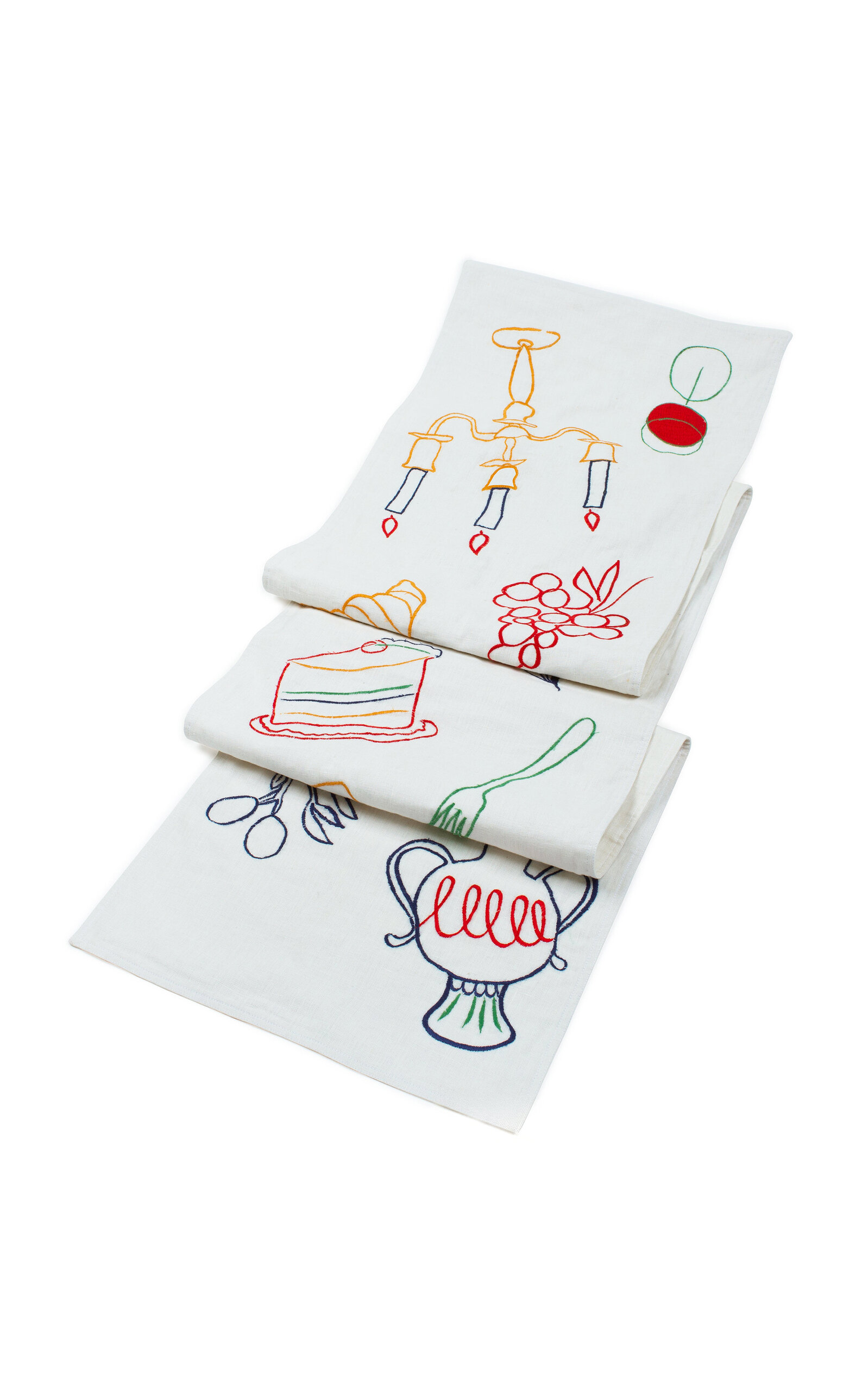 Misette Fête Embroidered Linen Runner - Multi