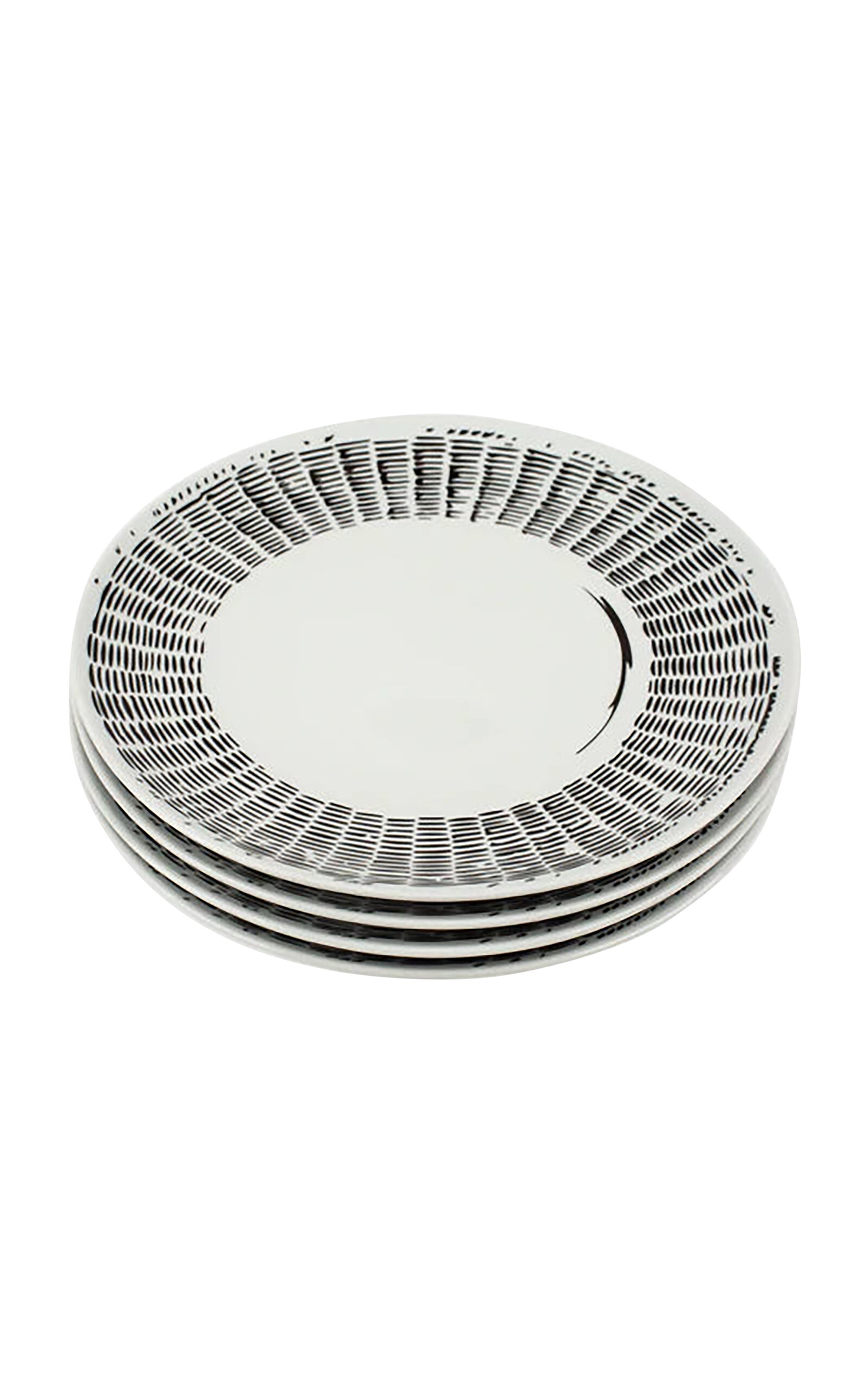 Misette Line Drawing Set Of 4 Dinner Plates In Black,white