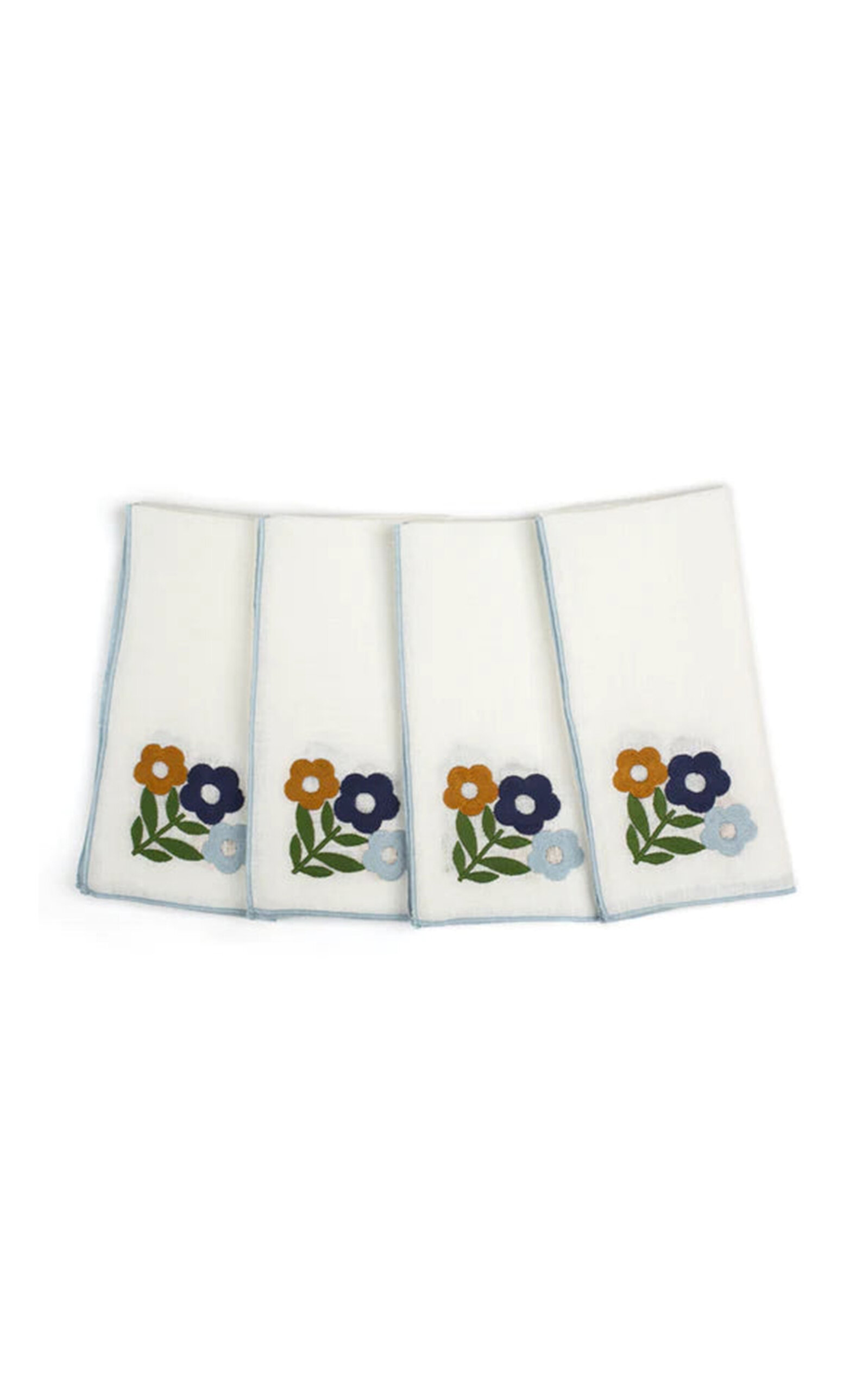 Misette Set-of-Four Floral Embroidered Linen Napkins - Floral