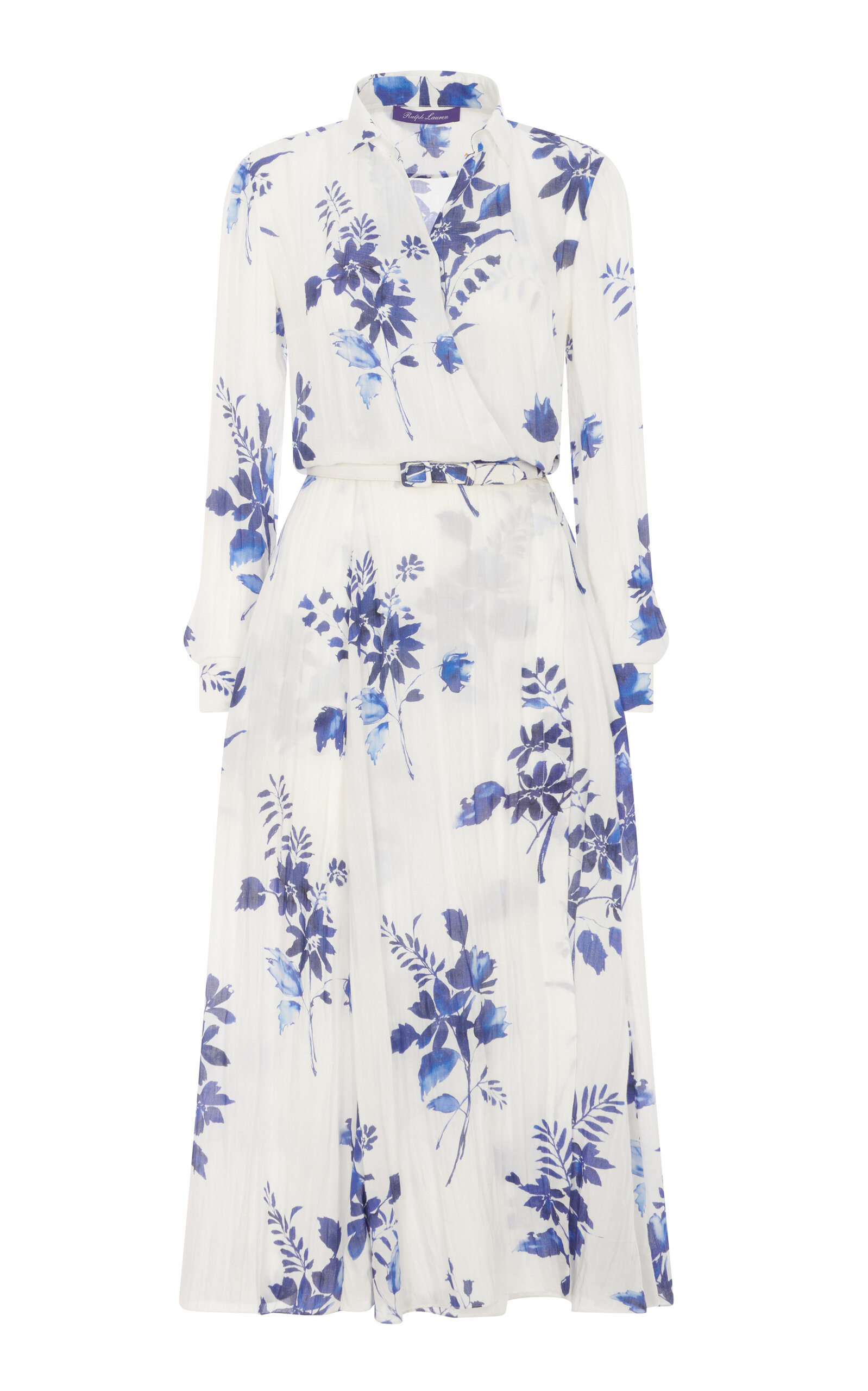 Shop Ralph Lauren Aniyah Wrapped Floral Midi Dress In Ivory