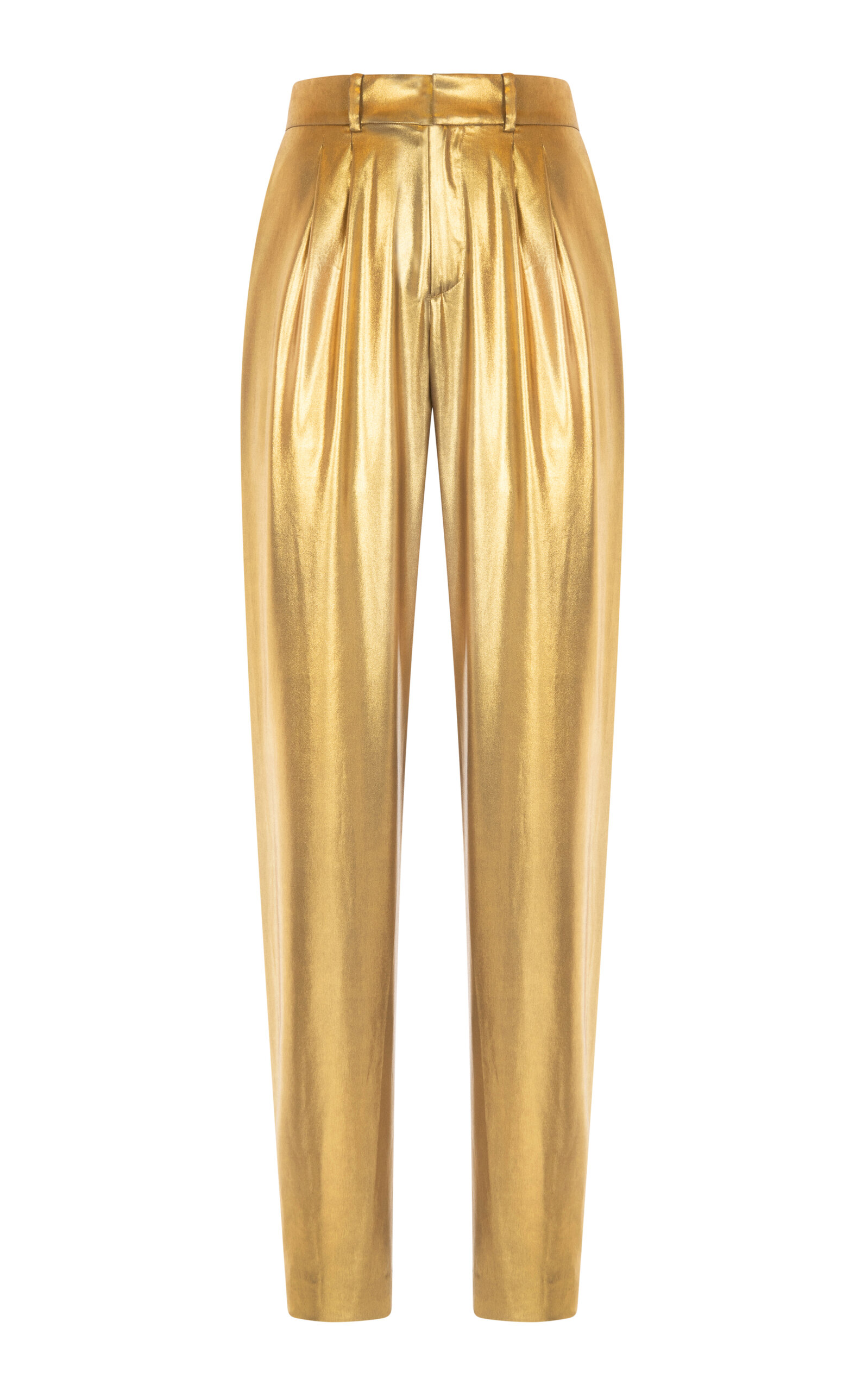 Ralph Lauren Avrill Tapered Metallic Pants In Gold