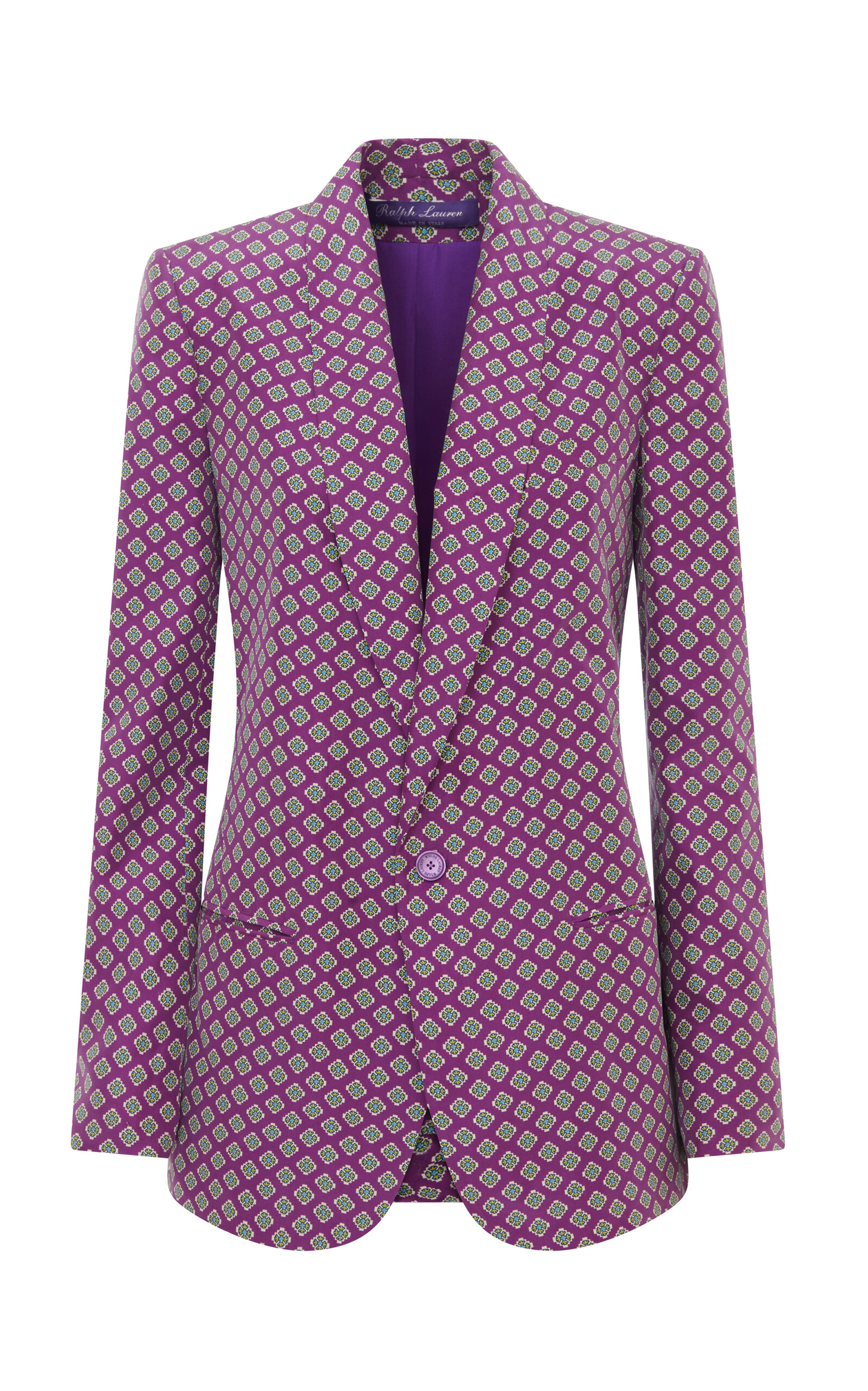 Ralph Lauren Myles Printed Silk Blazer In Purple