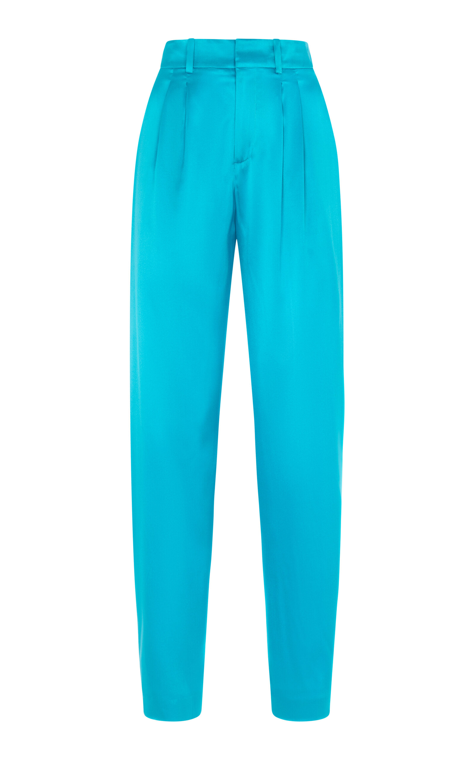 Ralph Lauren Avrill Pleated Silk Tapered Pants In Blue
