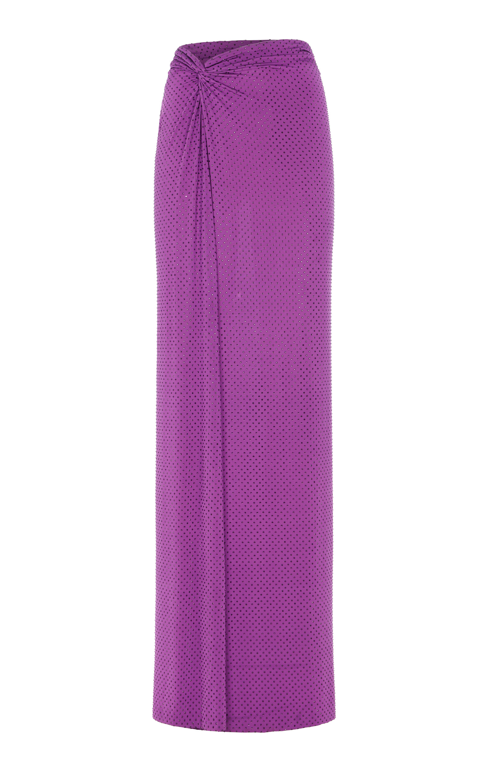 Ralph Lauren Embelished Jersey Sarong Maxi Skirt In Purple
