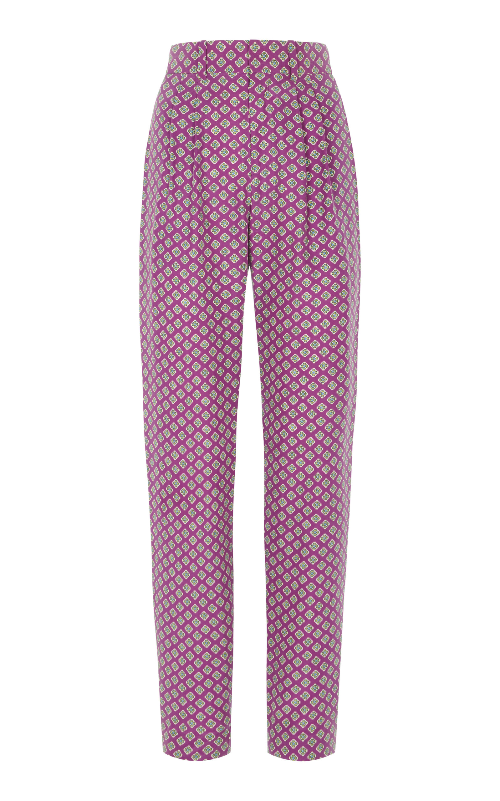 Ralph Lauren Avrill Pleated Silk Tapered Pants In Purple