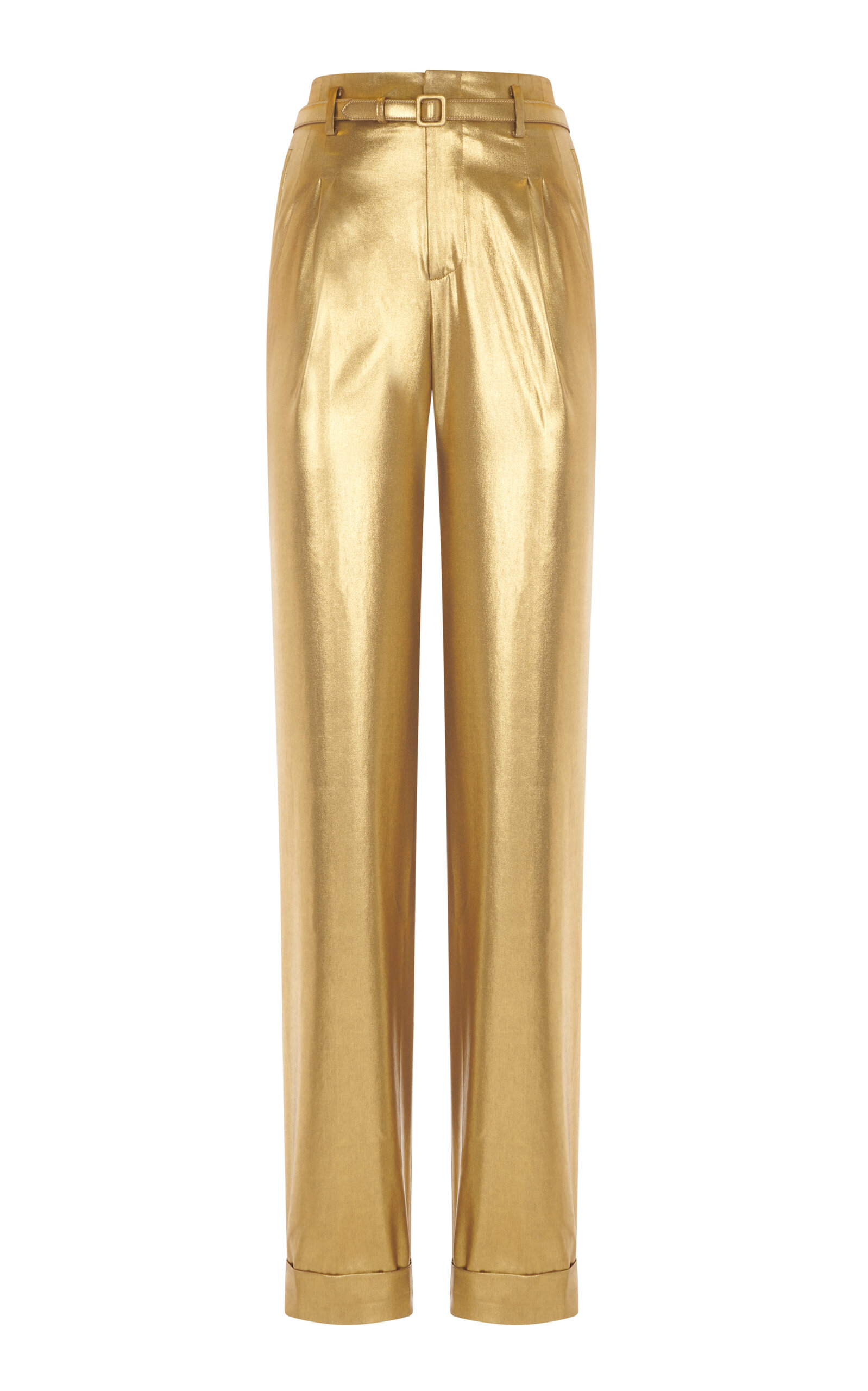 Ralph Lauren Stamford Metallic Straight-leg Pants In Gold