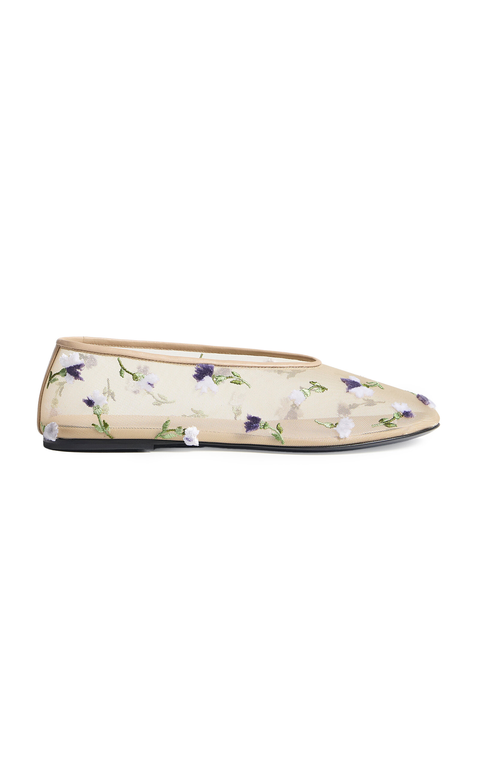 Marcy Floral-Embroidered Mesh Flats