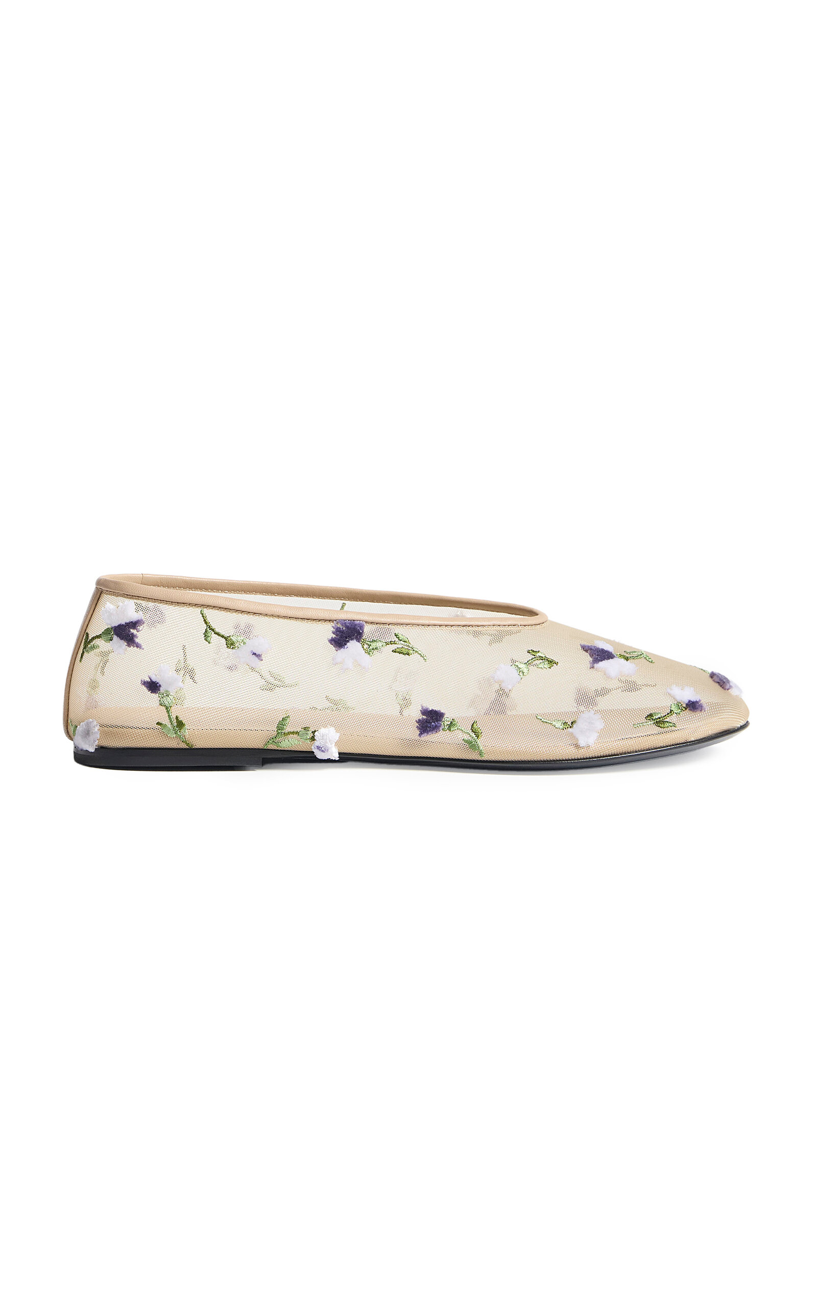 Khaite Marcy Floral-Embroidered Mesh Flats