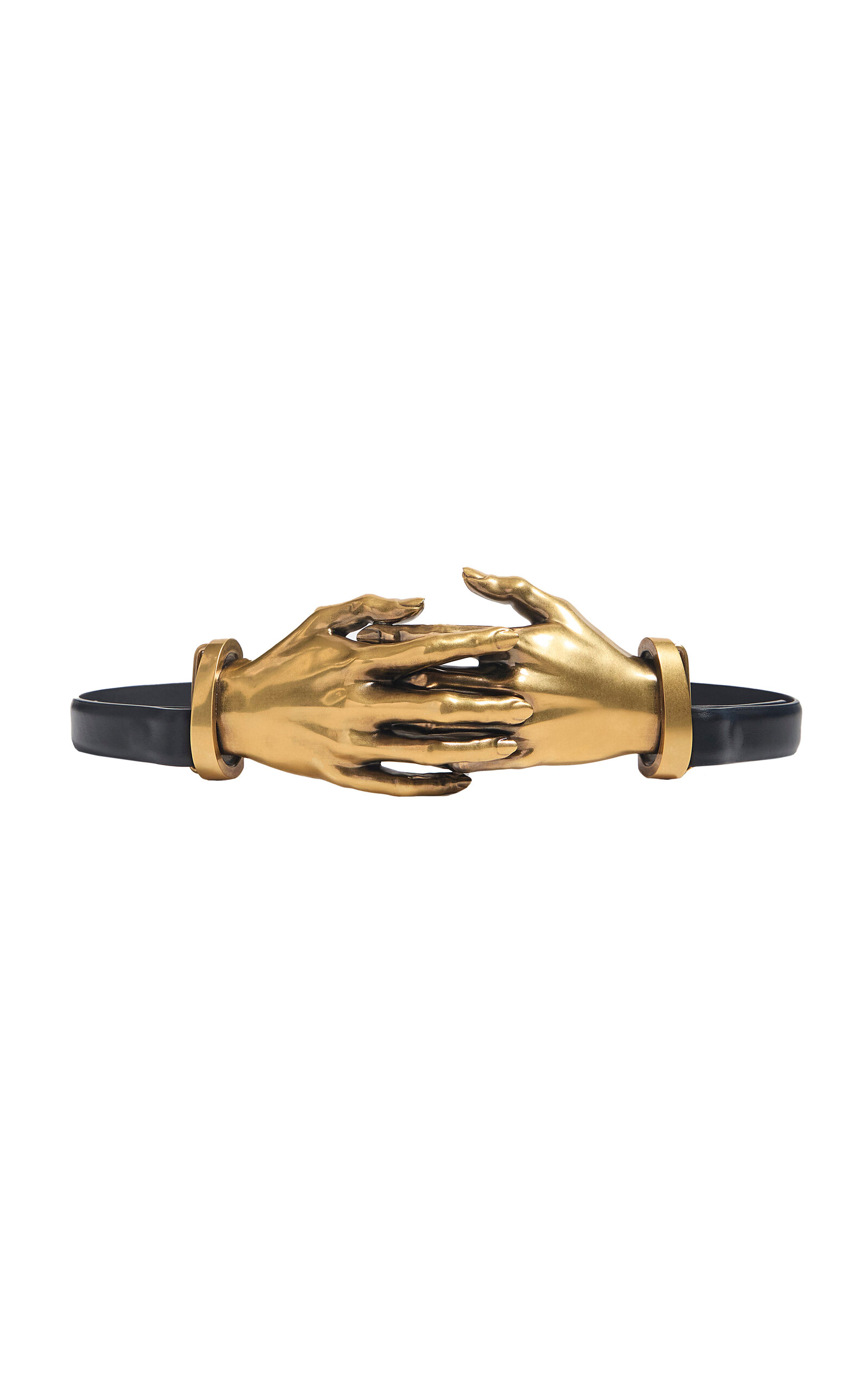 Khaite Leather Hand Belt - Gold - 85 cm