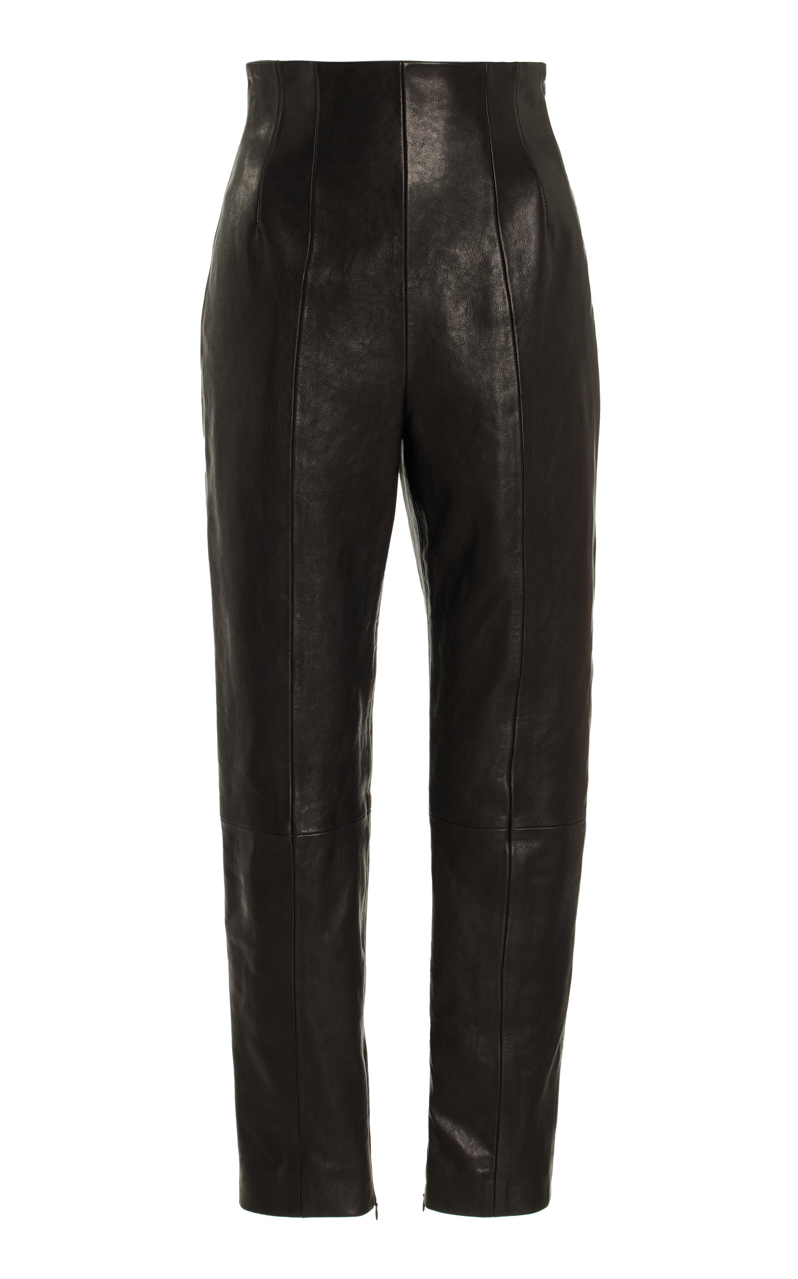 Khaite Lenn High-Rise Leather Pants - Black