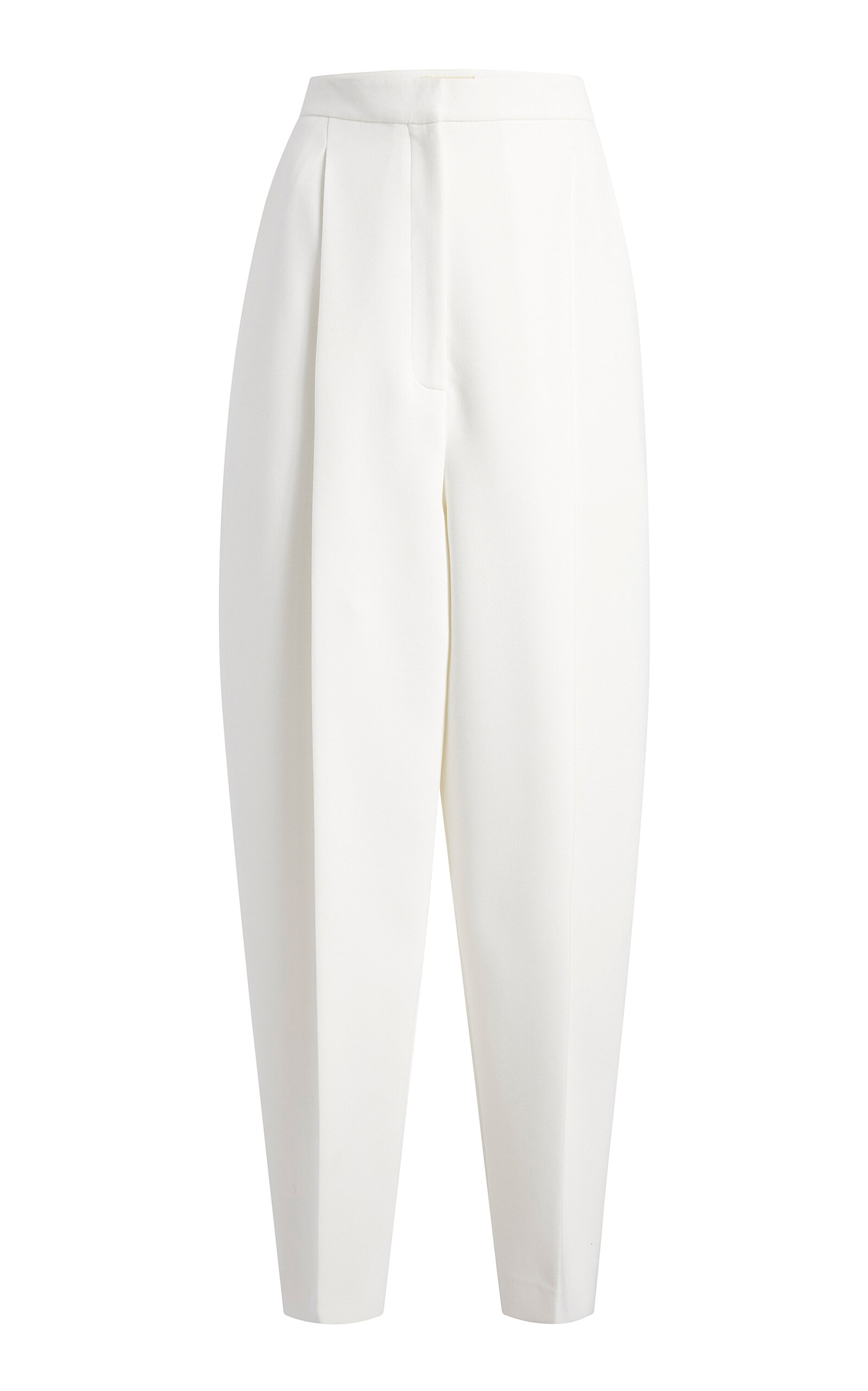 Khaite Ashford Pleated Woven Tapered-Leg Pants - Ivory