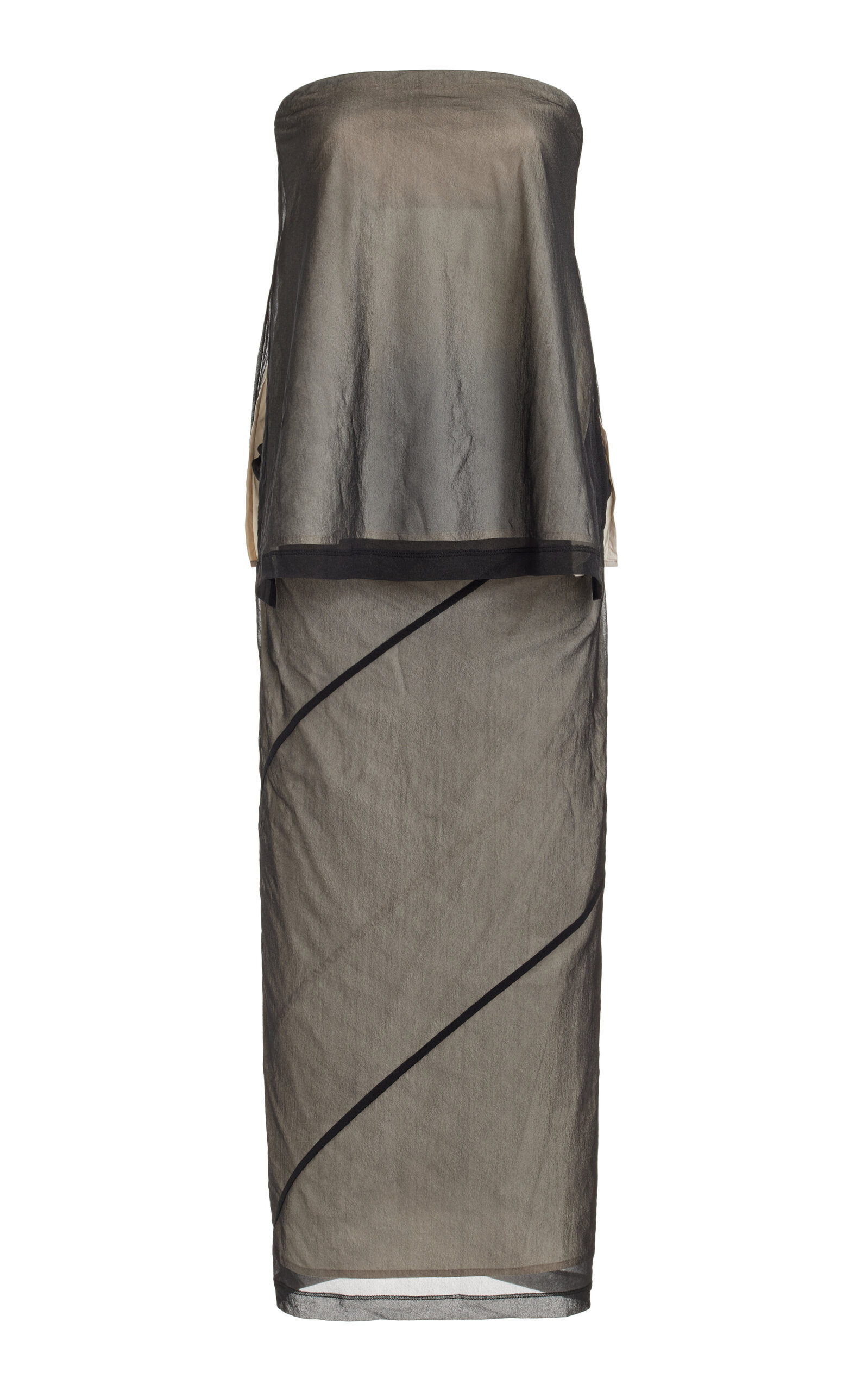 Proenza Schouler Gwen Strapless Mesh Midi Dress In Light Grey