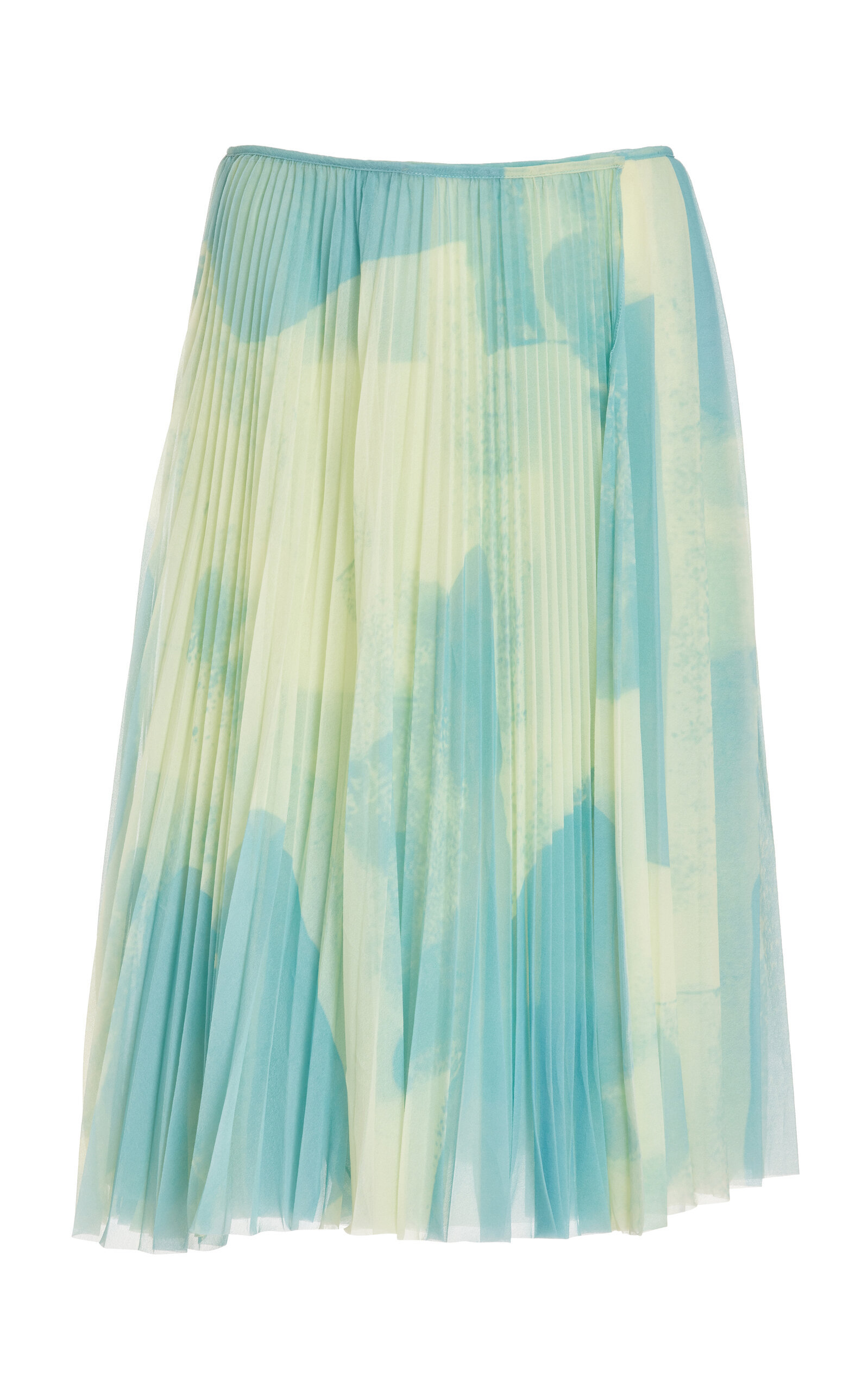 Proenza Schouler Pleated Printed Chiffon Skirt In Turquoise