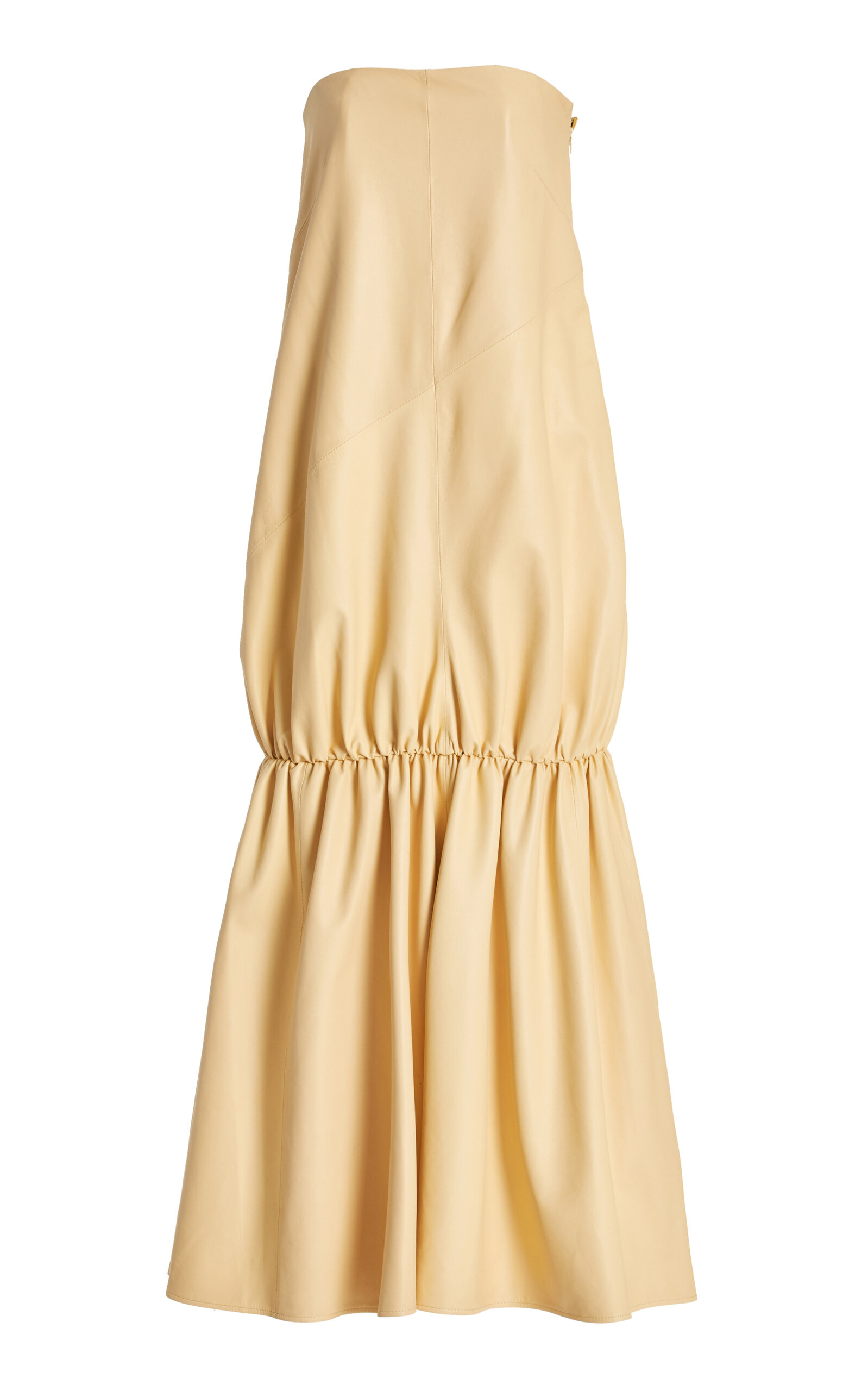 Shop Proenza Schouler Margot Strapless Leather Maxi Dress In Yellow