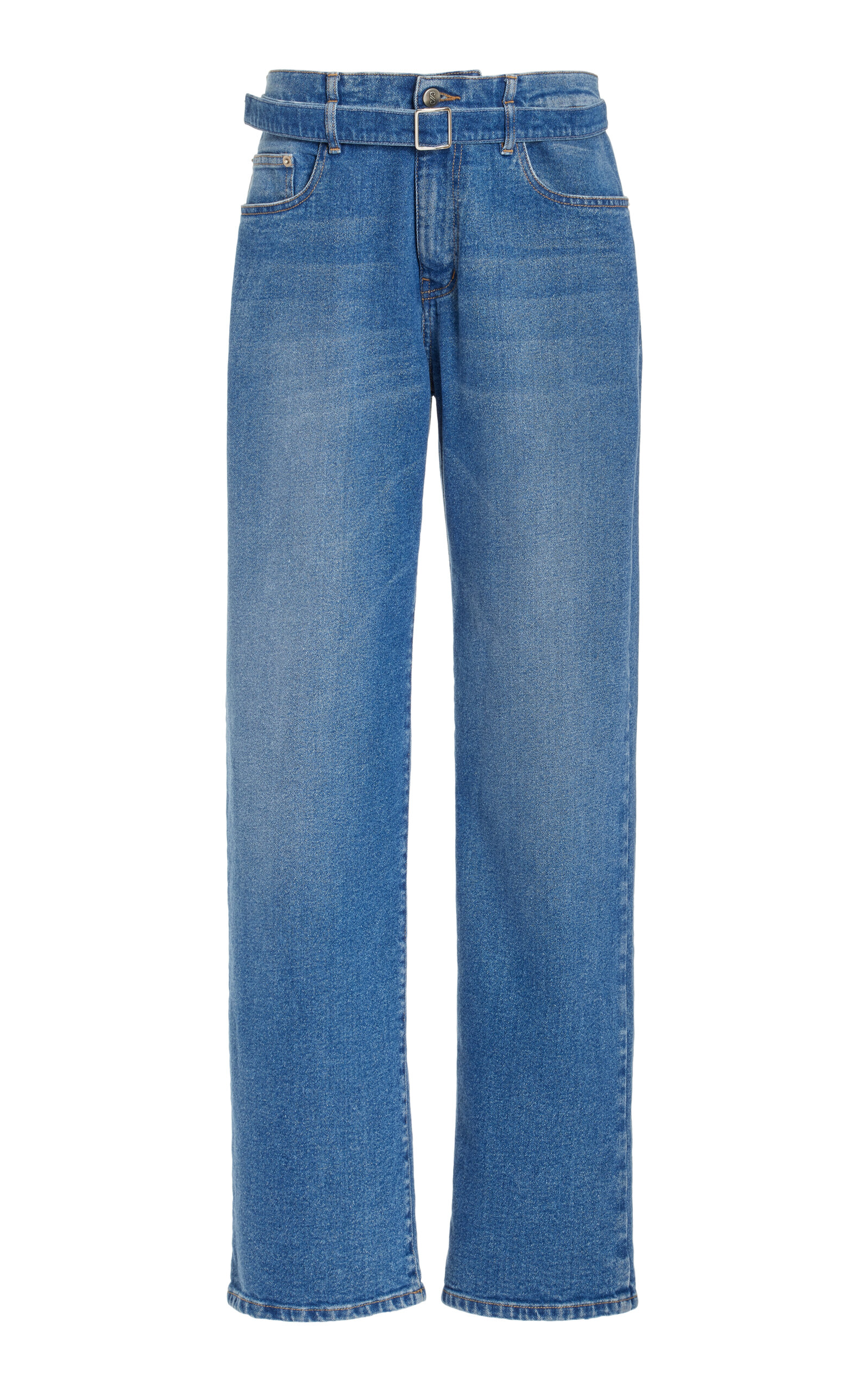 Shop Proenza Schouler Ellsworth Stretch Low-rise Straight-leg Jeans In Blue
