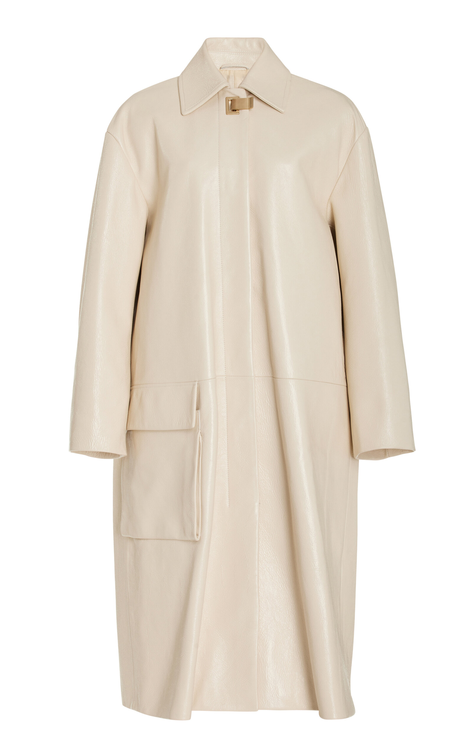 Proenza Schouler Billie Leather Coat In Ivory